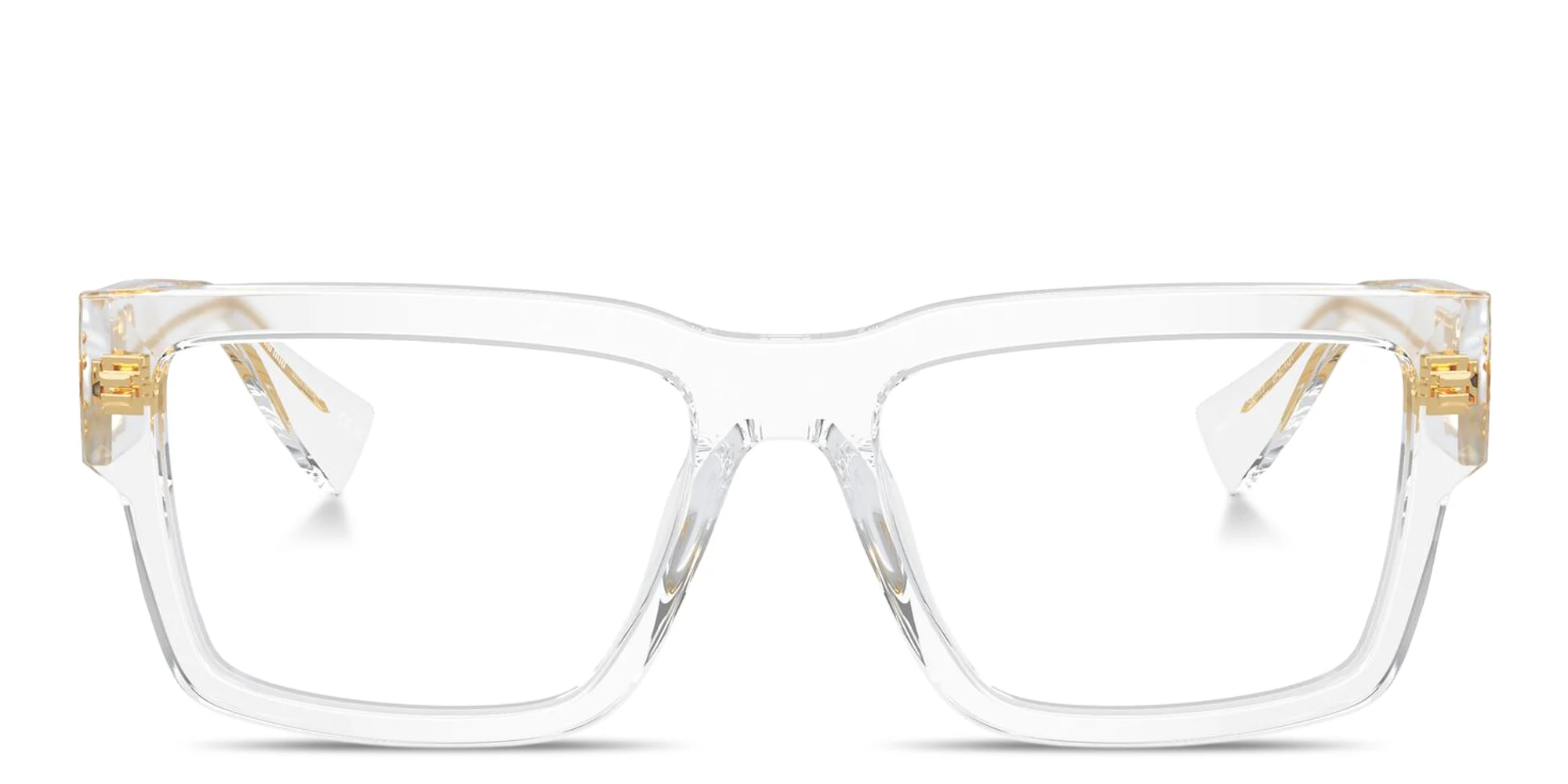 Shop MIU MIU Vertical Logo Rectangle Eyeglasses in Crystal Clear online.