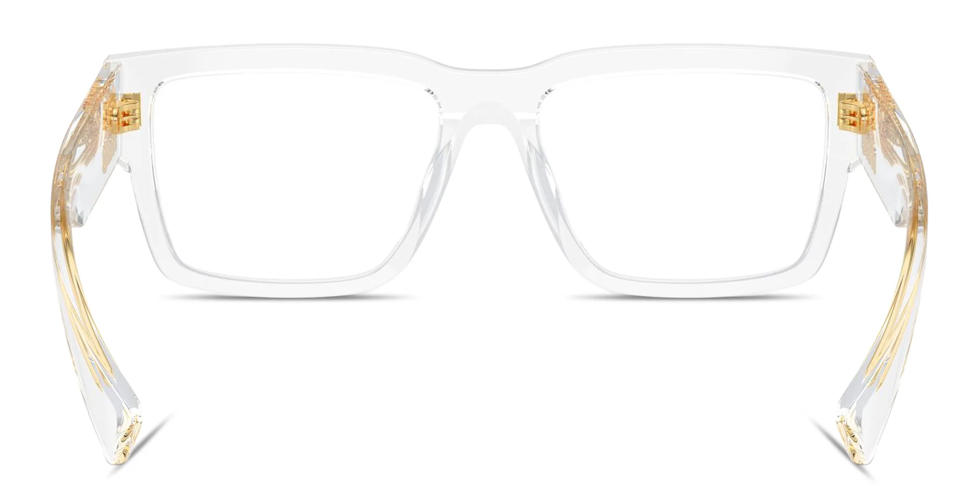 Shop MIU MIU Vertical Logo Rectangle Eyeglasses in Crystal Clear online.