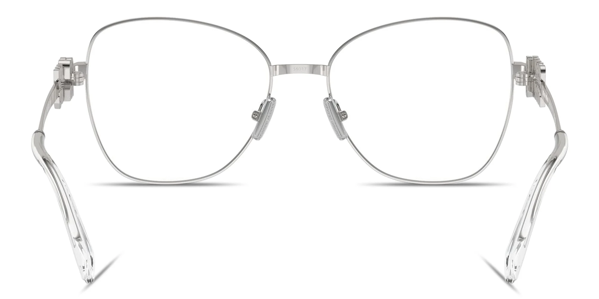 Shop MIU MIU Vertical Logo Cat-Eye Eyeglasses in Silver online.