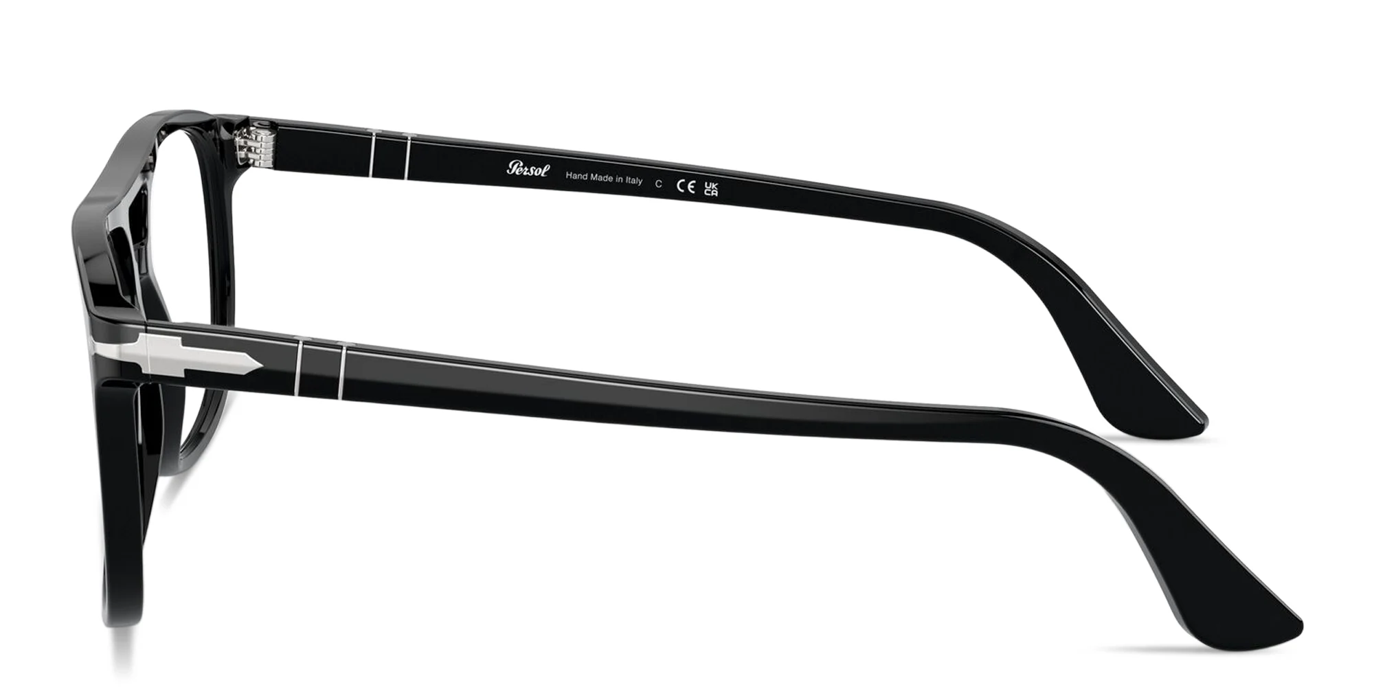Shop PERSOL Greta Unisex Aviator Eyeglasses in Black online.