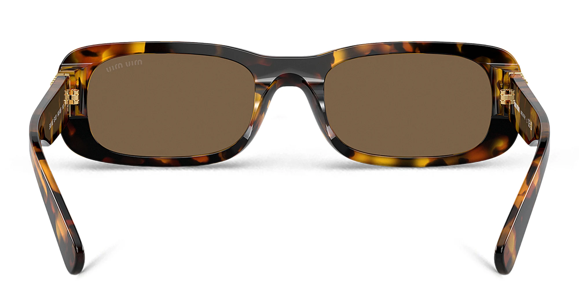 Shop MIU MIU Rectangle Sunglasses in Honey Havana online.