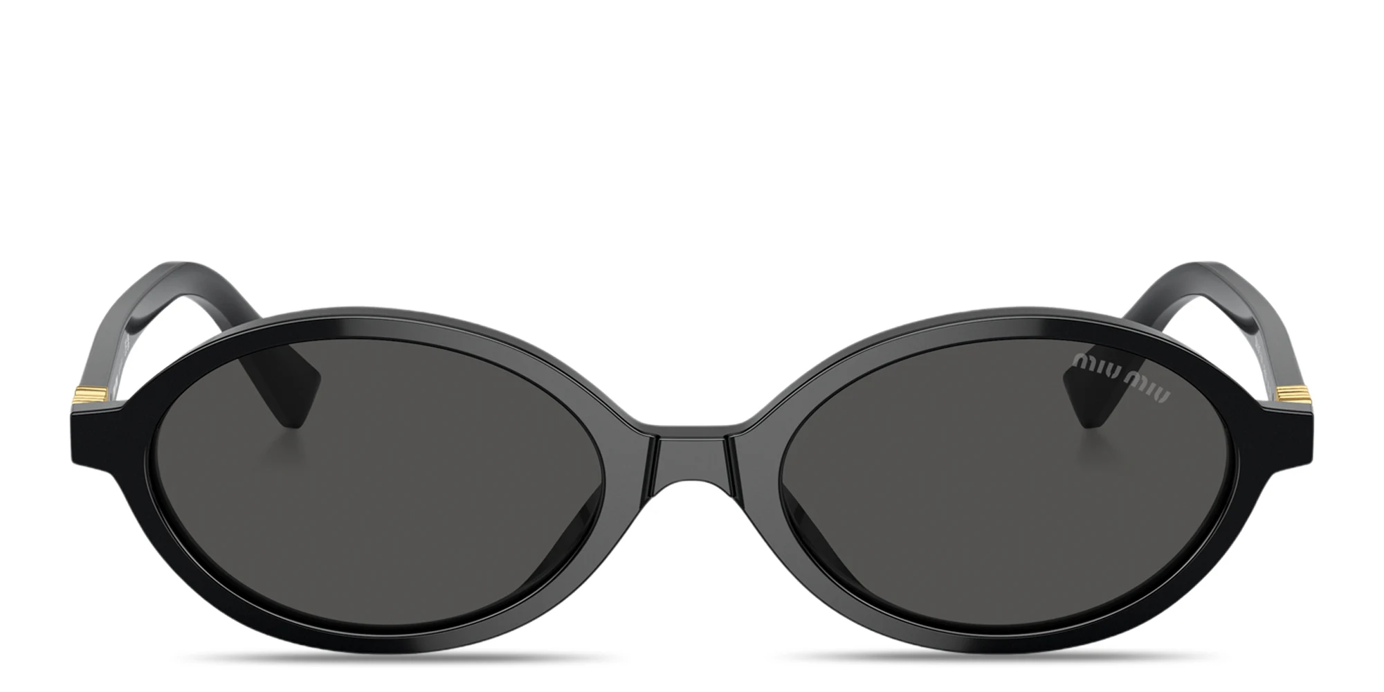 Shop MIU MIU Miu Regard Oval Sunglasses in Black online.