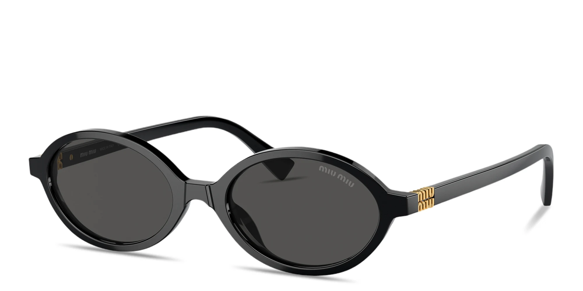 Shop MIU MIU Miu Regard Oval Sunglasses in Black online.