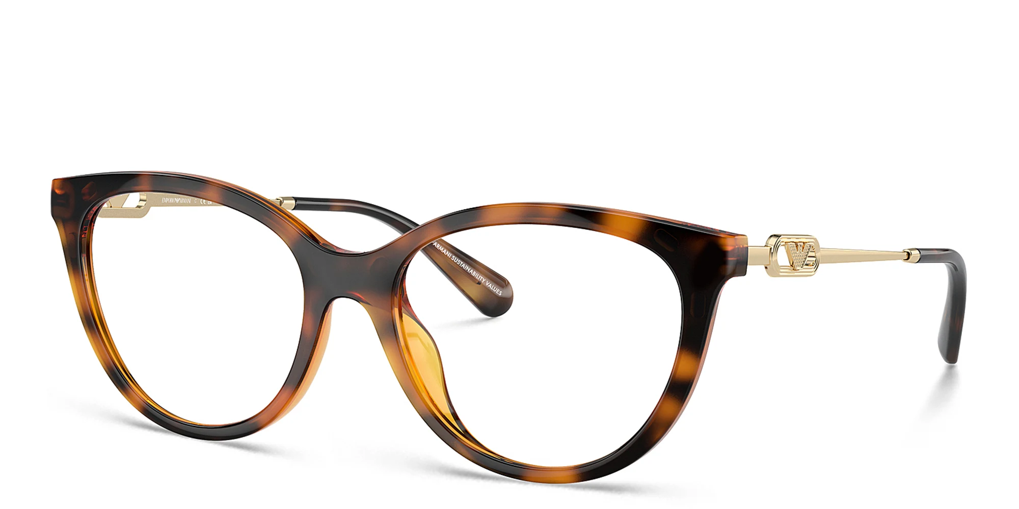 Shop Emporio Armani Cat-Eye Eyeglasses in Havana online.