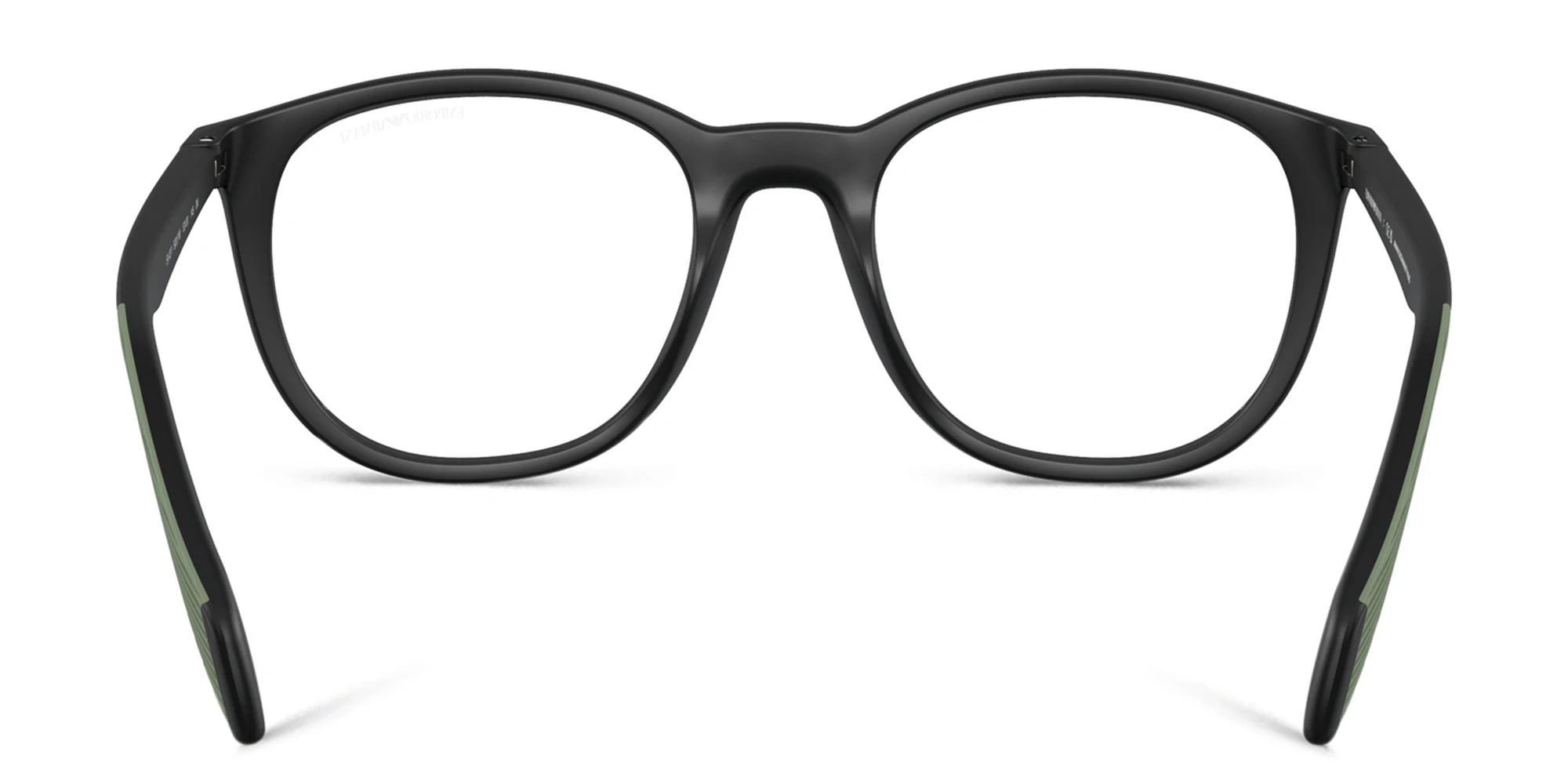 Shop Emporio Armani Round Eyeglasses in Black online.