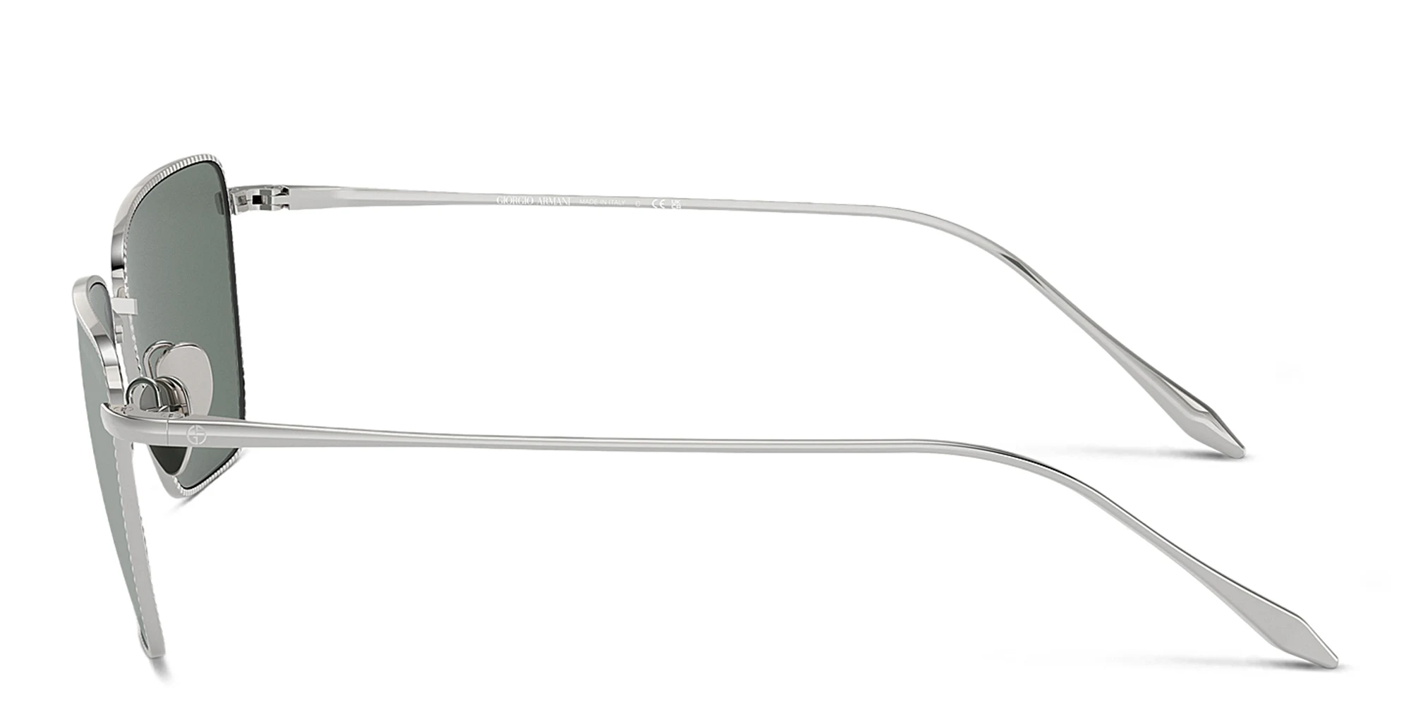 Shop GIORGIO ARMANI Logo Rectangle Sunglasses in Silver online.