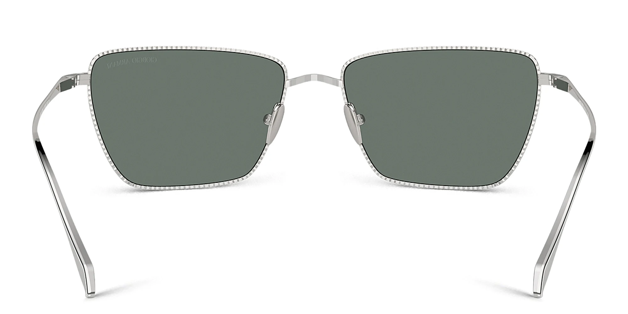 Shop GIORGIO ARMANI Logo Rectangle Sunglasses in Silver online.