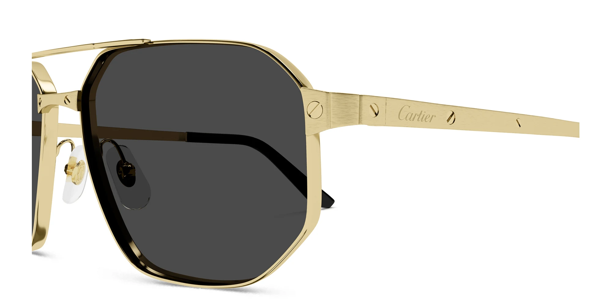 Shop Cartier Santos de Cartier Pilot Sunglasses in Gold online.