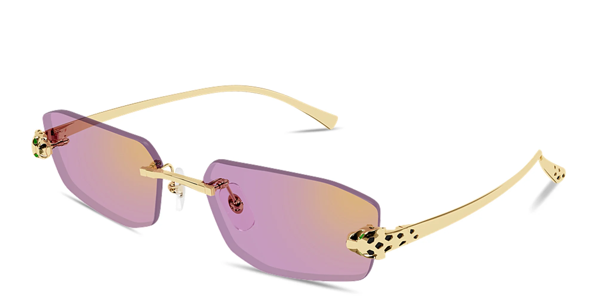 Shop Cartier Panthère de Cartier Unisex Rimless Irregular Sunglasses in Gold online.