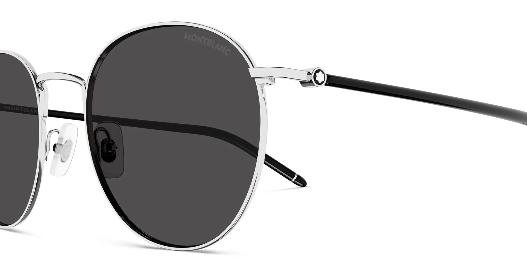 تسوق نظارات شمسية ميسترشتوك بإطار دائري مونت بلانك بلون فضي أونلاين.