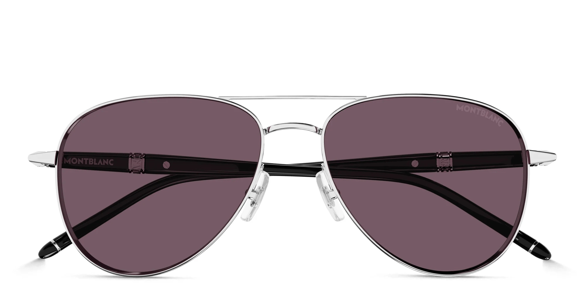 Shop MONTBLANC Meisterstück Pilot Sunglasses in Silver online.