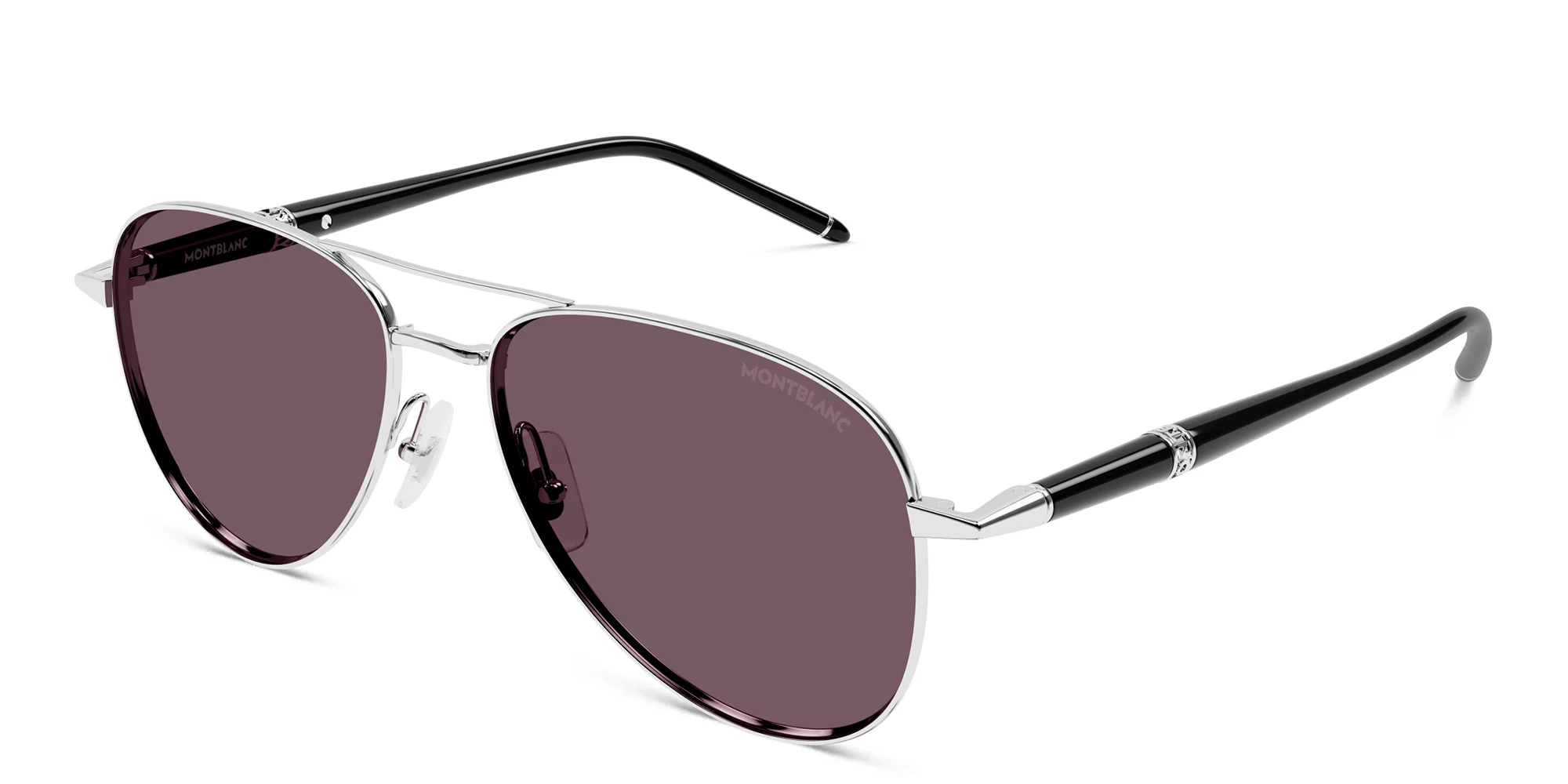 Shop MONTBLANC Meisterstück Pilot Sunglasses in Silver online.