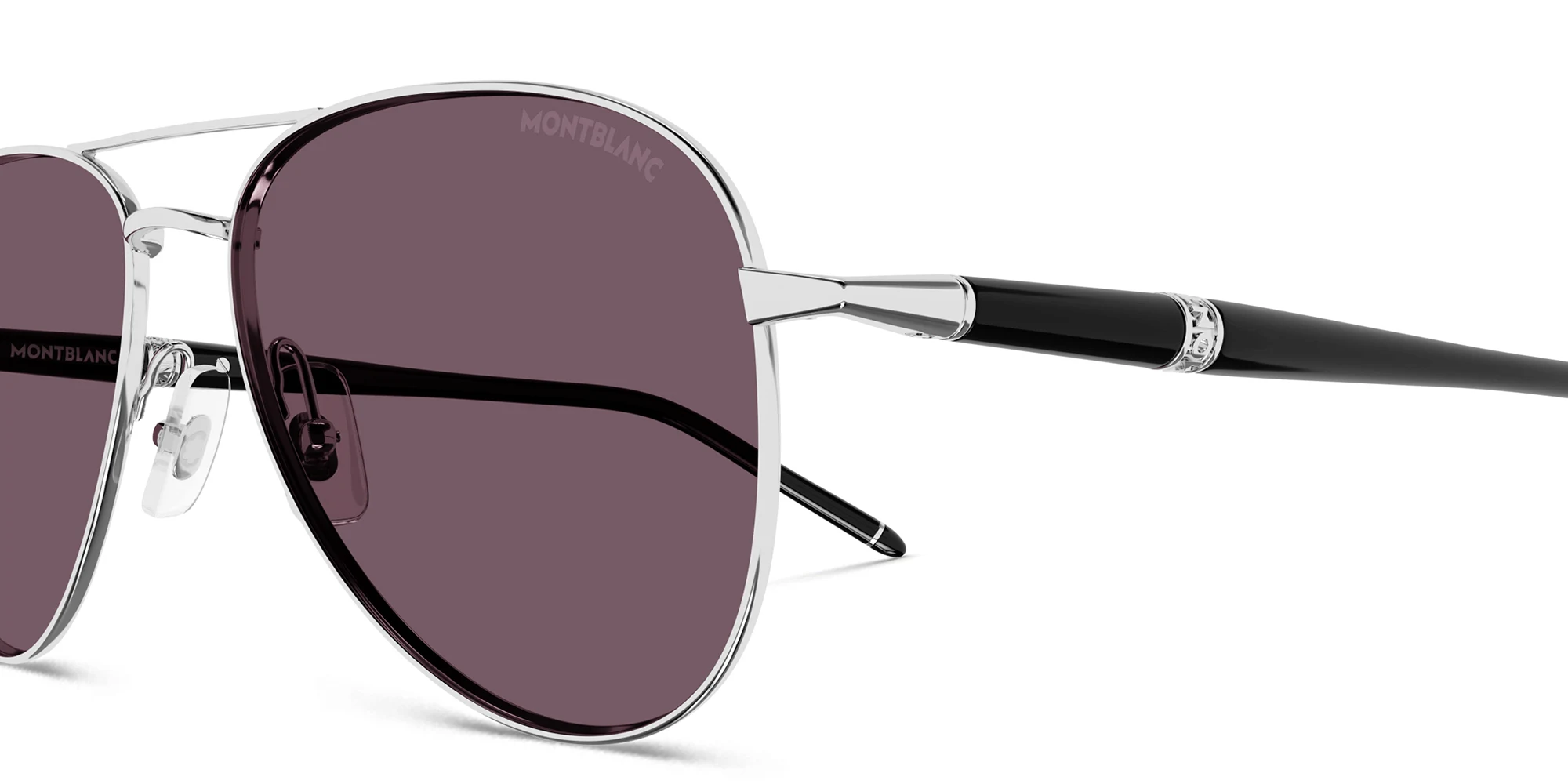 Shop MONTBLANC Meisterstück Pilot Sunglasses in Silver online.