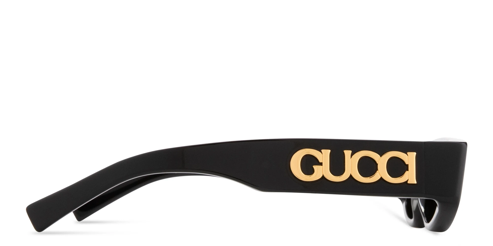 Shop GUCCI Logo Signature Irregular Sunglasses in Black online.