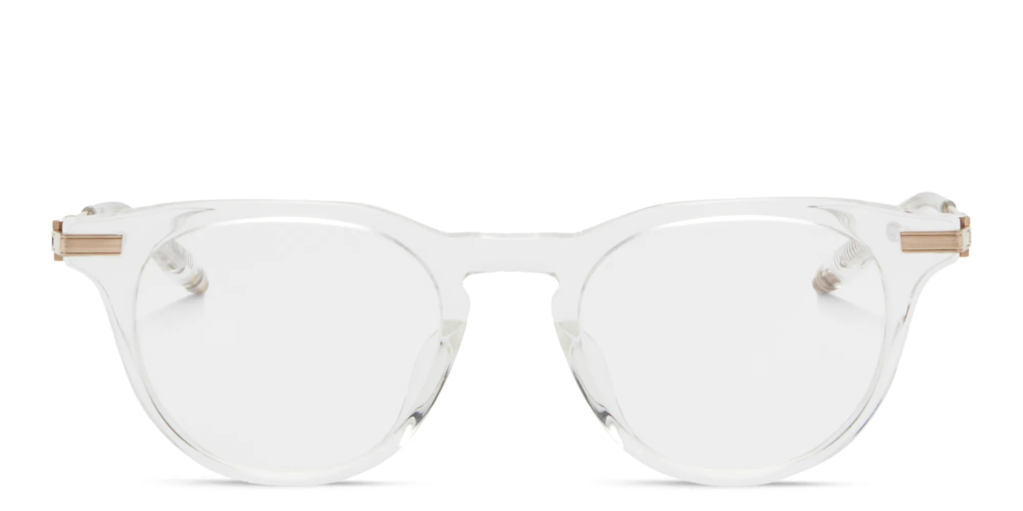 Shop AKONI Gemini Unisex Round Eyeglasses in Gold online.