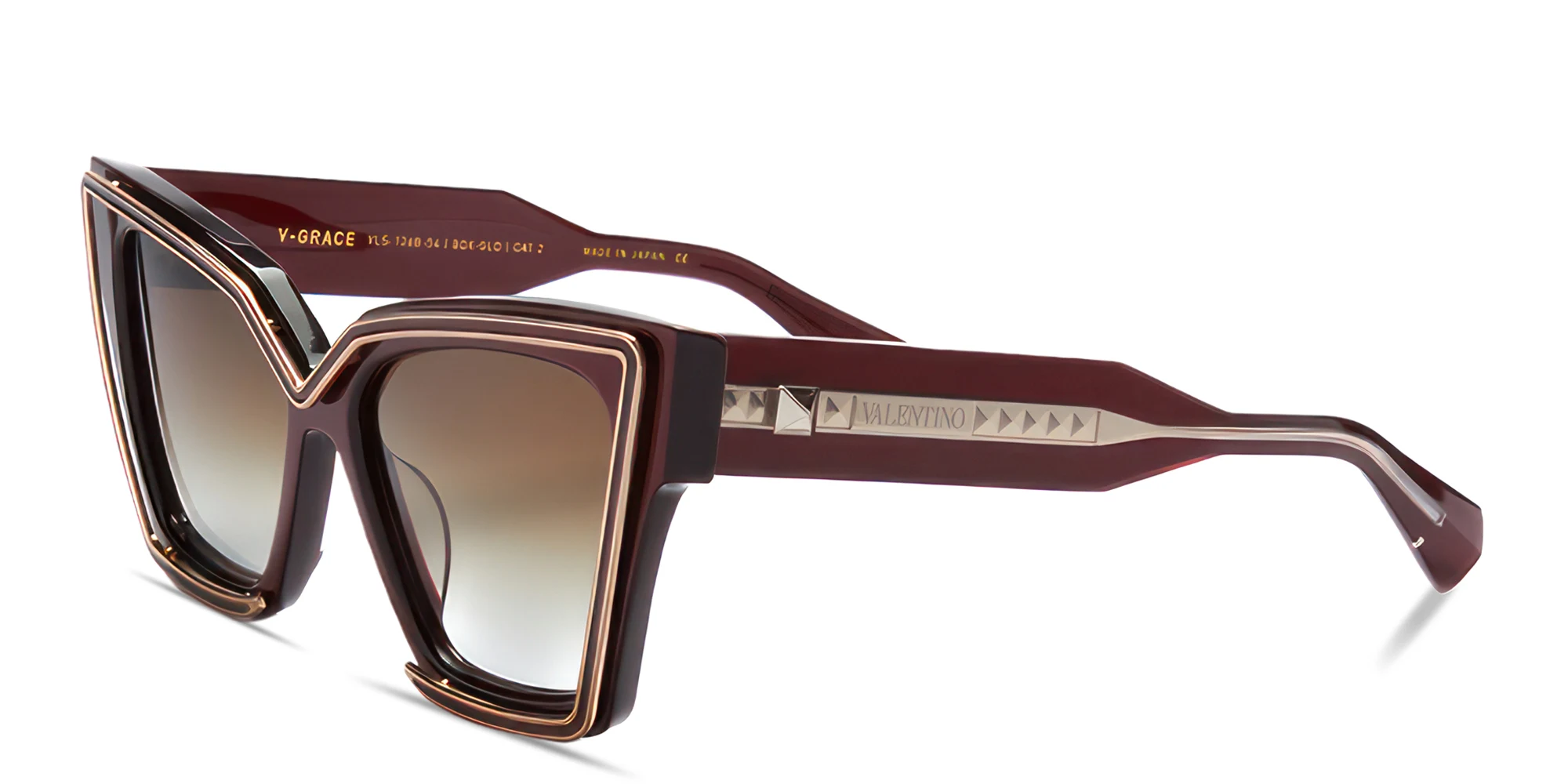 Shop VALENTINO V - Grace Oversized Cat-Eye Sunglasses in Burgundy online.