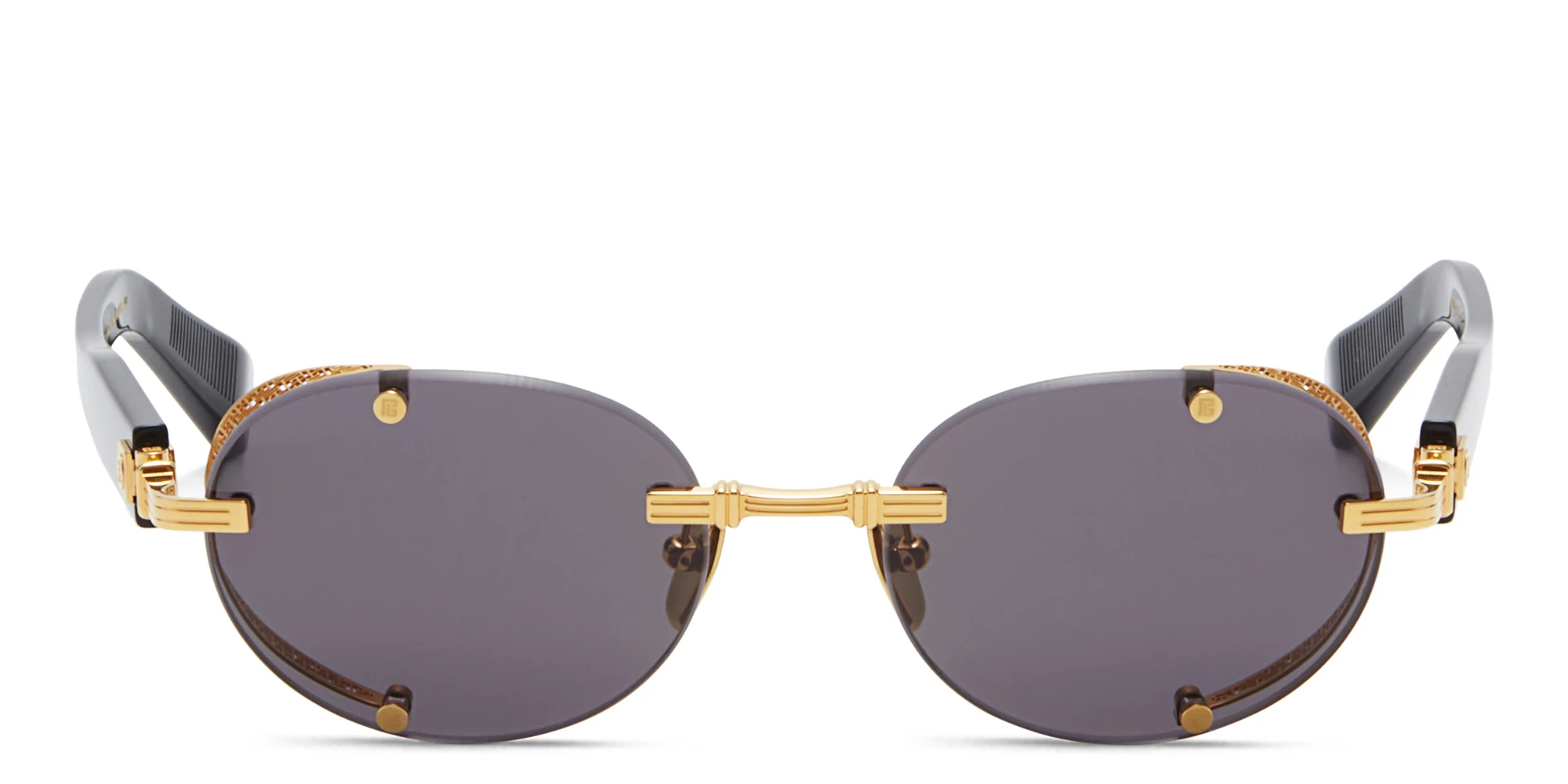 Shop BALMAIN Monsieur Unisex Rimless Round Sunglasses in Gold online.