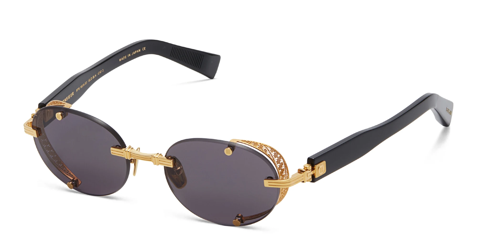 Shop BALMAIN Monsieur Unisex Rimless Round Sunglasses in Gold online.