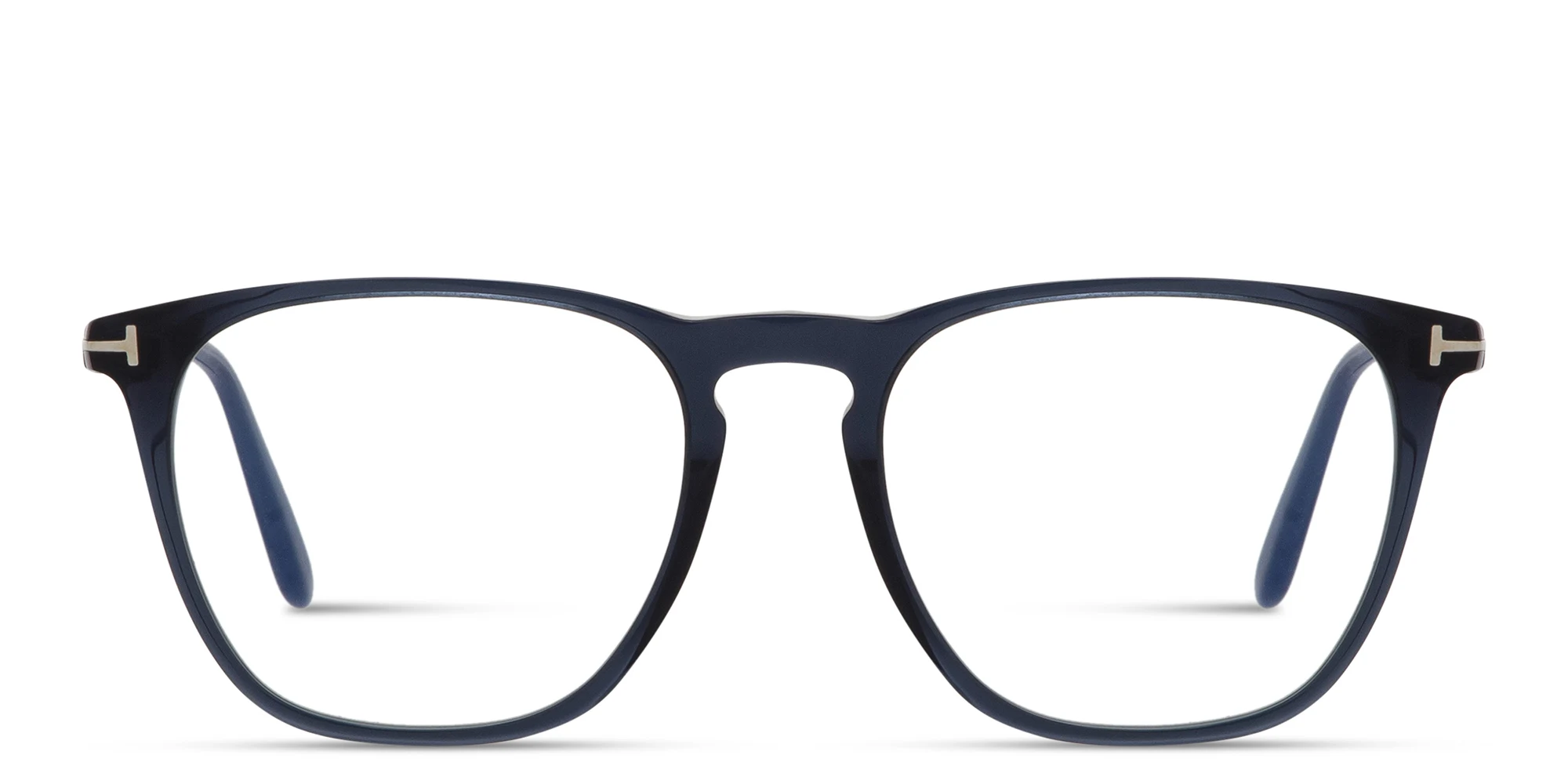 Shop TOM FORD Logo Round Eyeglasses in Shiny Blue online.