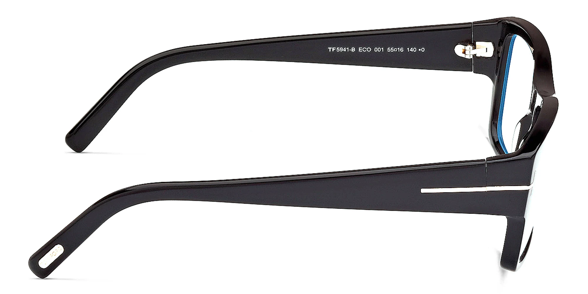 Shop TOM FORD Logo Wide Square Eyeglasses in Shiny Black online.