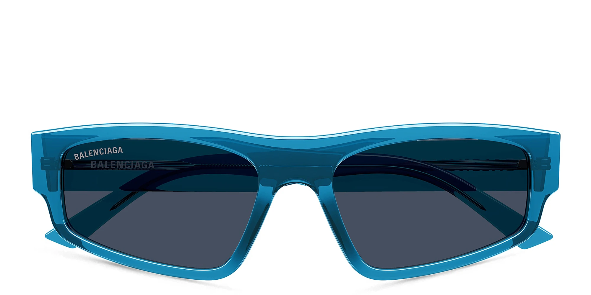 Shop BALENCIAGA Everyday Unisex Rectangle Sunglasses in Blue online.