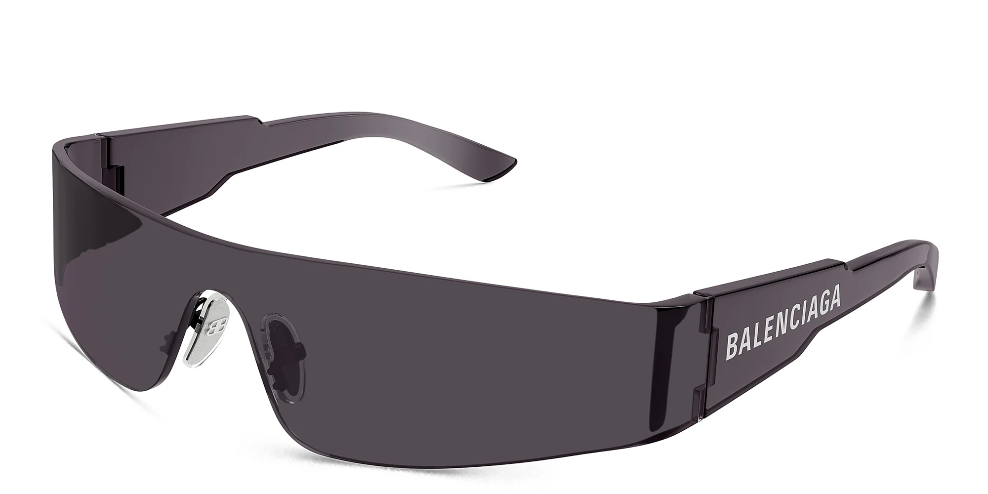 Shop BALENCIAGA Mono Unisex Wide Rimless Rectangle Sunglasses in Grey online.