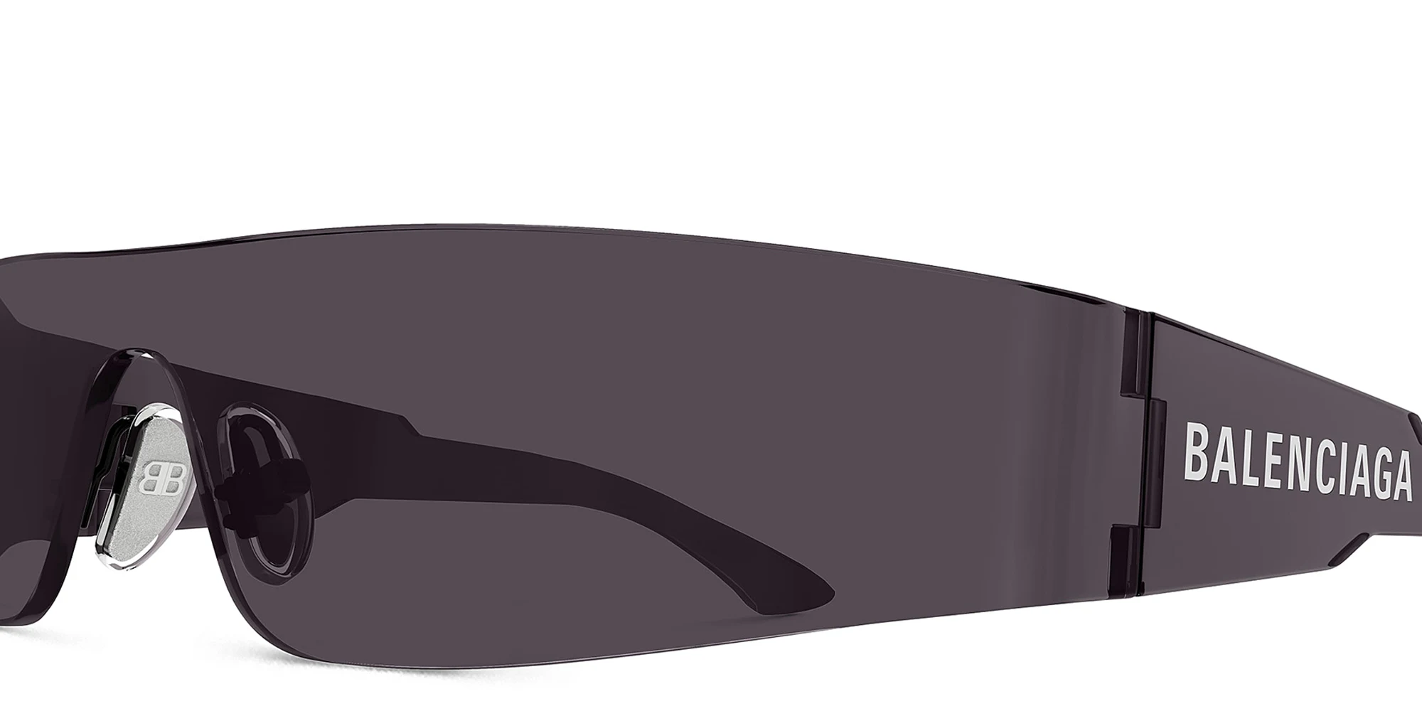 Shop BALENCIAGA Mono Unisex Wide Rimless Rectangle Sunglasses in Grey online.