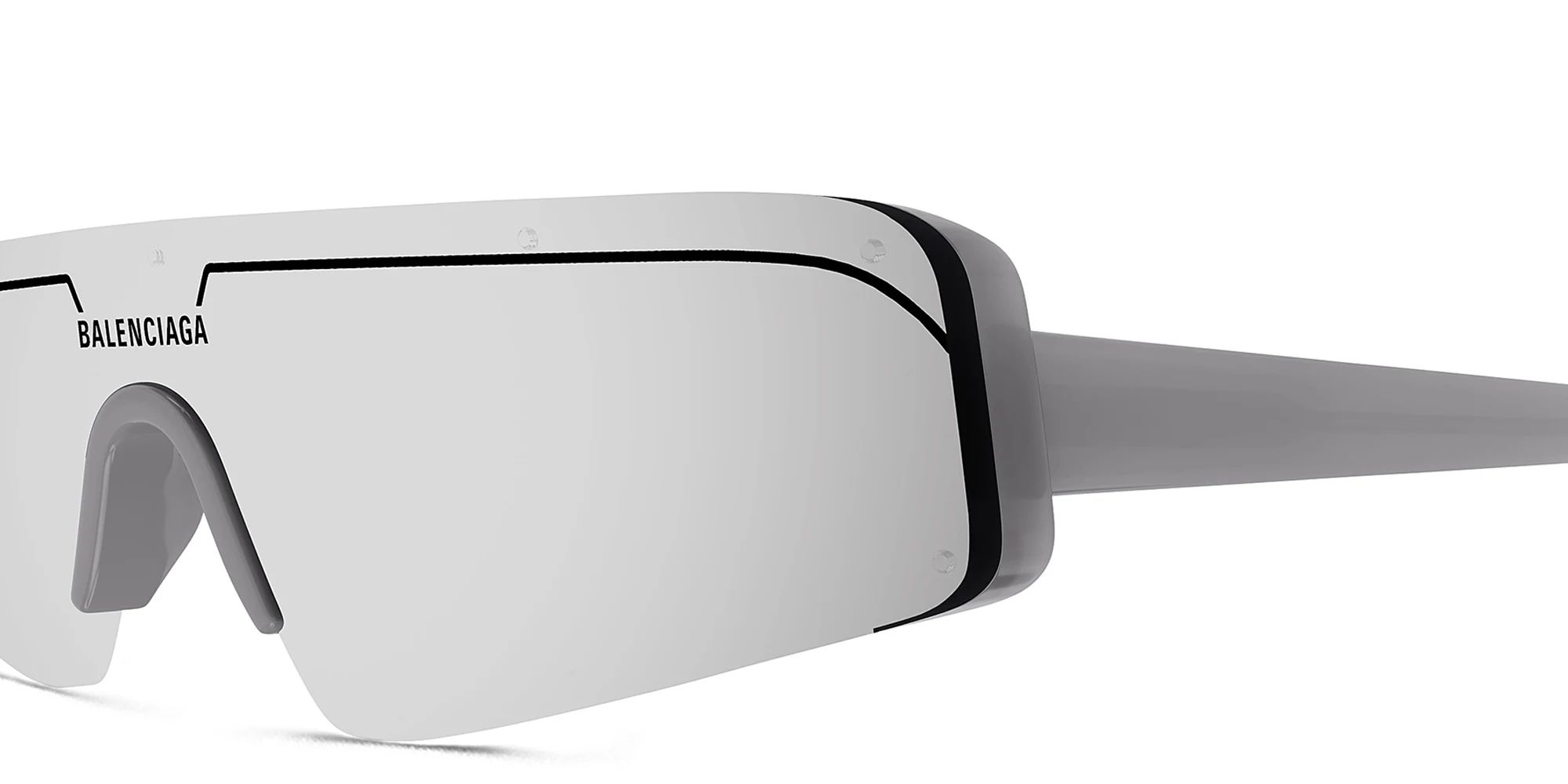Shop BALENCIAGA Ski Unisex Wide Rimless Mask Sunglasses in Grey online.