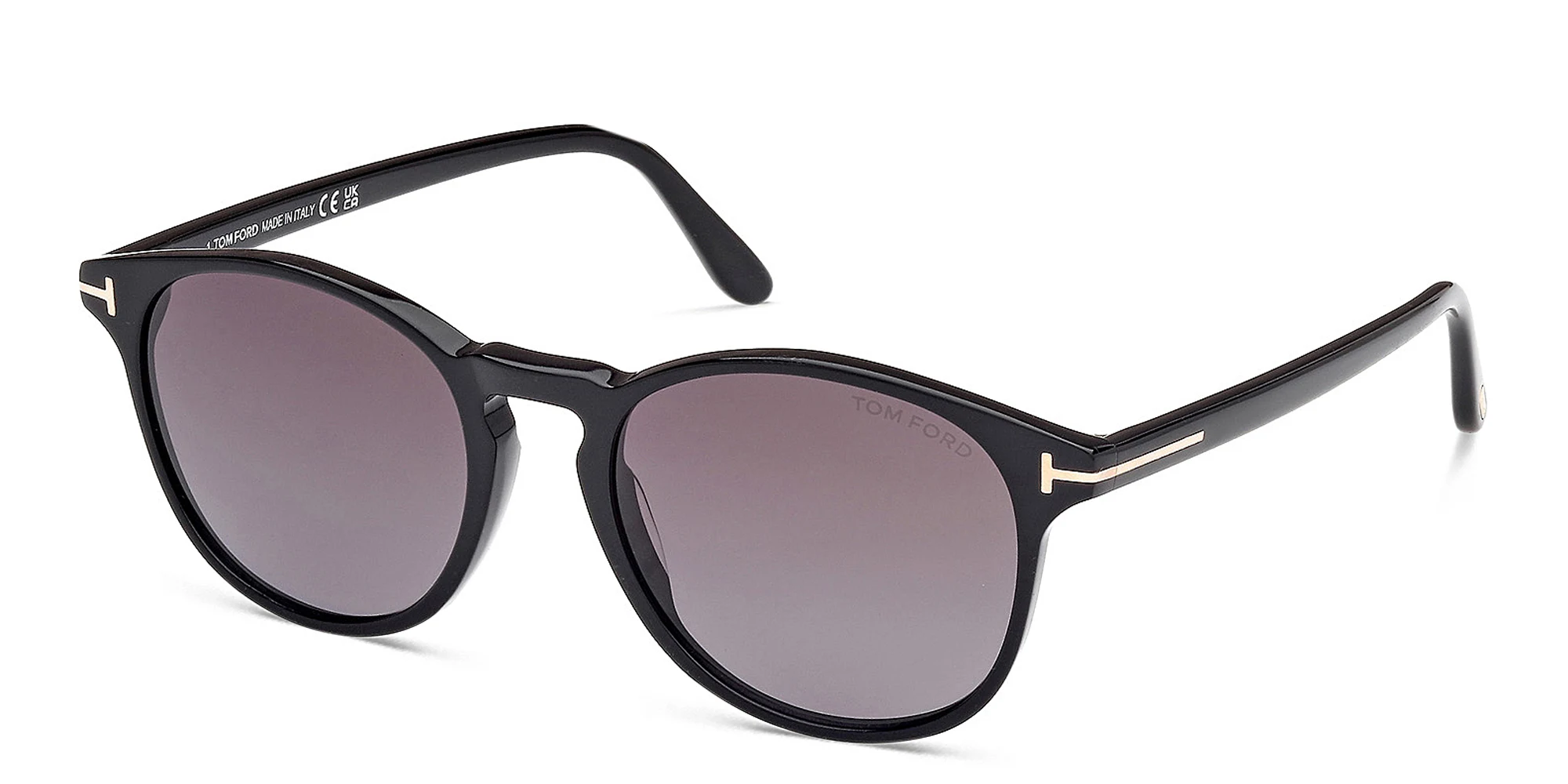 Shop TOM FORD Lewis Round Sunglasses in Shiny Black online.