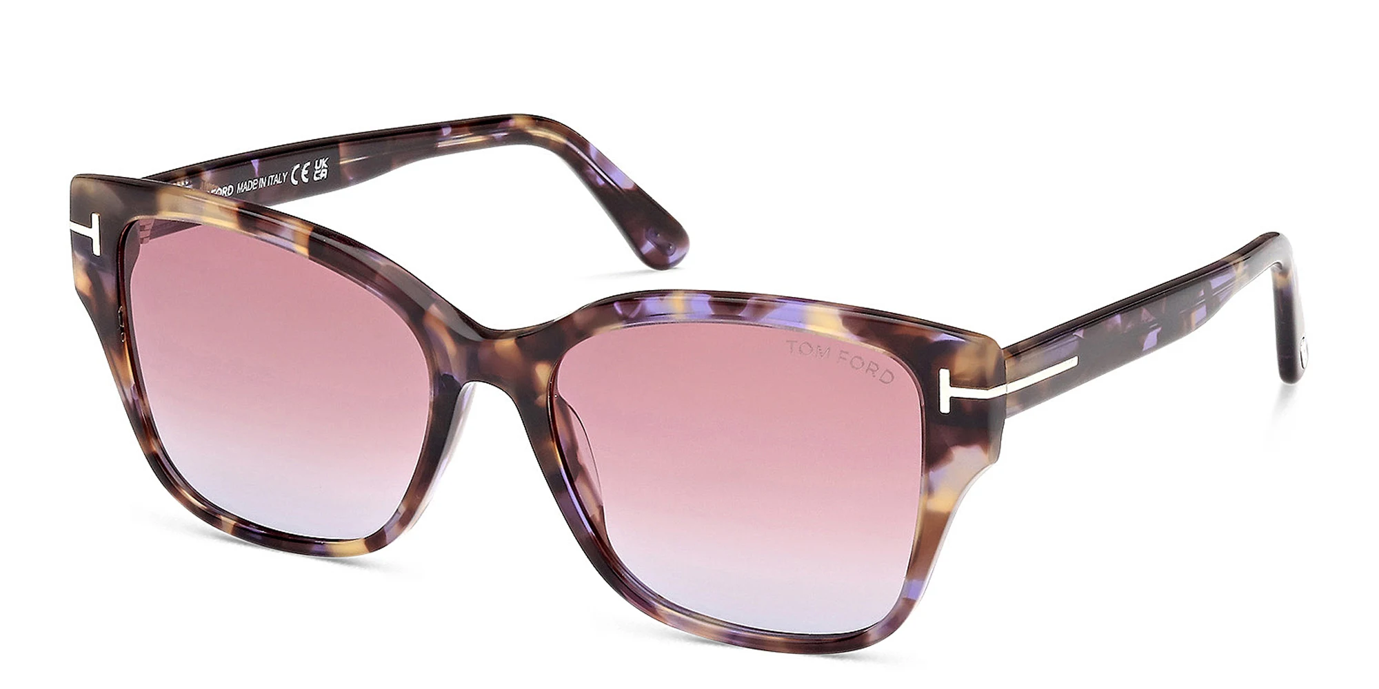 Shop TOM FORD Elsa Butterfly Sunglasses in Colored Havana online.
