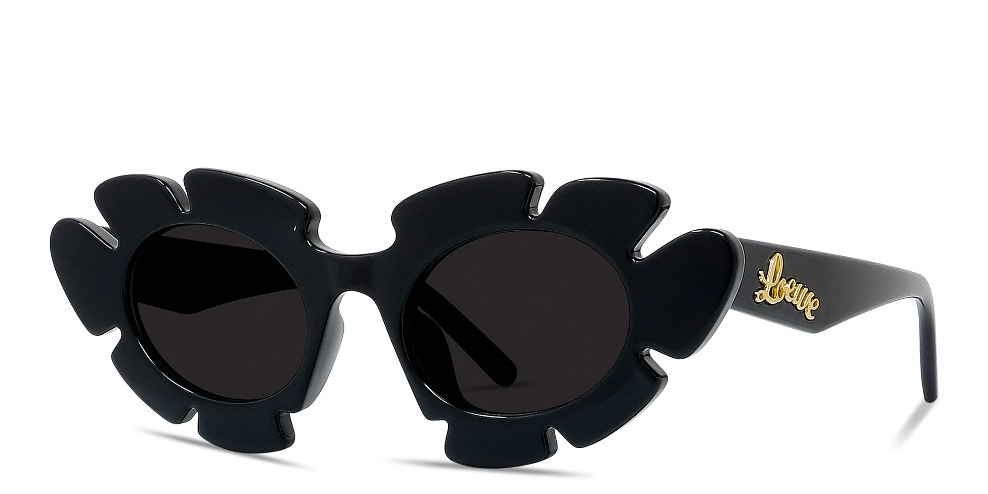 Shop LOEWE Curvy Black Cat-Eye Sunglasses in Black online.