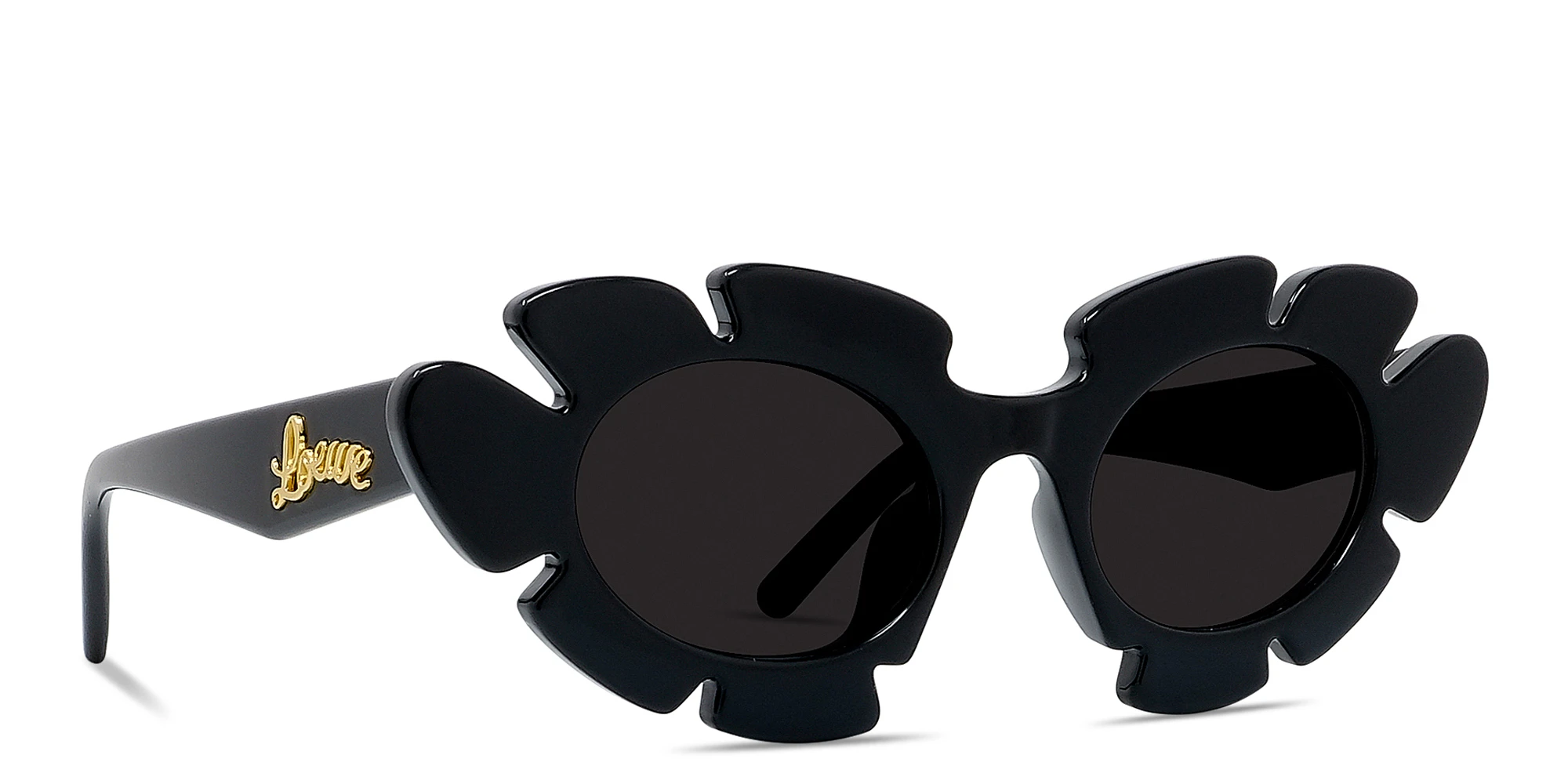 Shop LOEWE Curvy Black Cat-Eye Sunglasses in Black online.