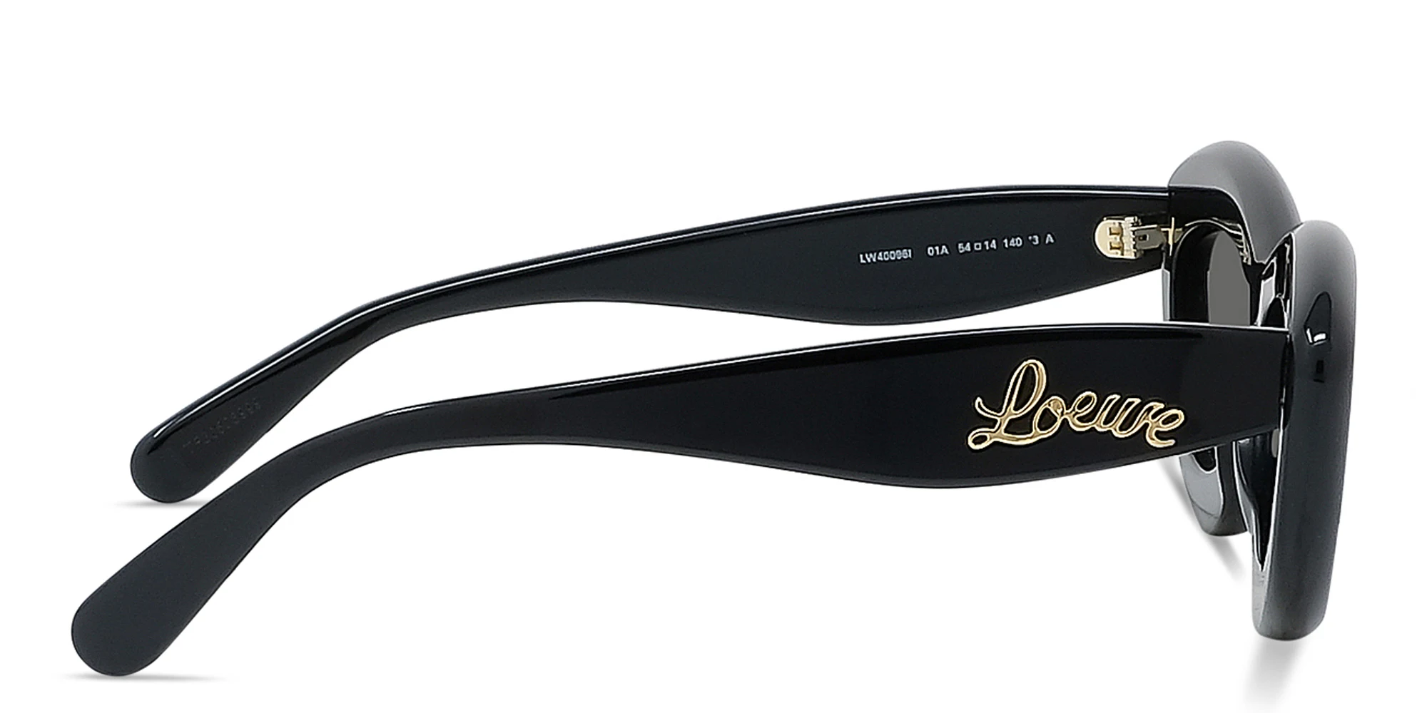 Shop LOEWE Curvy Black Cat-Eye Sunglasses in Black online.