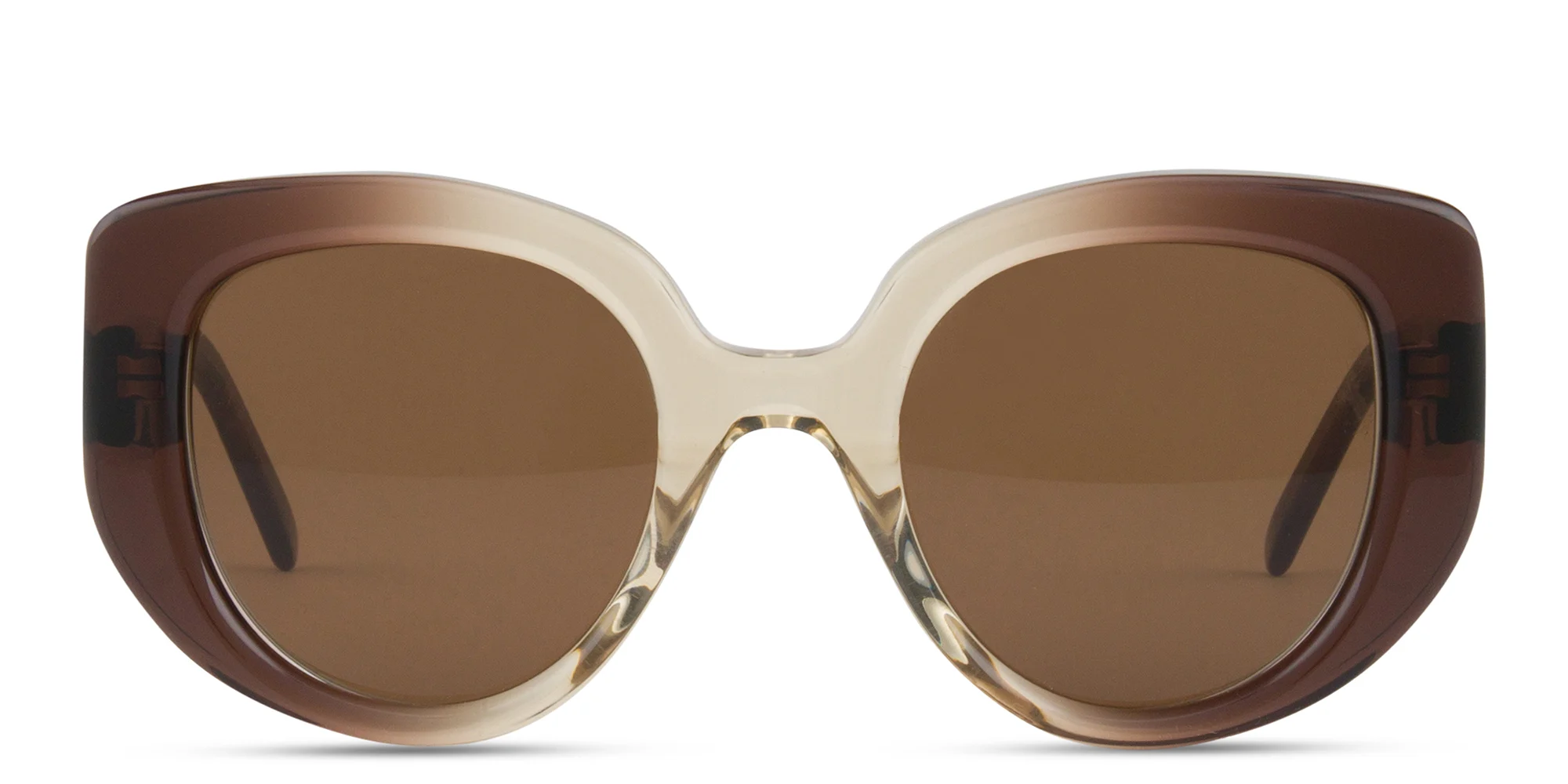 Shop LOEWE Curvy Brown Butterfly Sunglasses in Transparent Gradient Brown online.