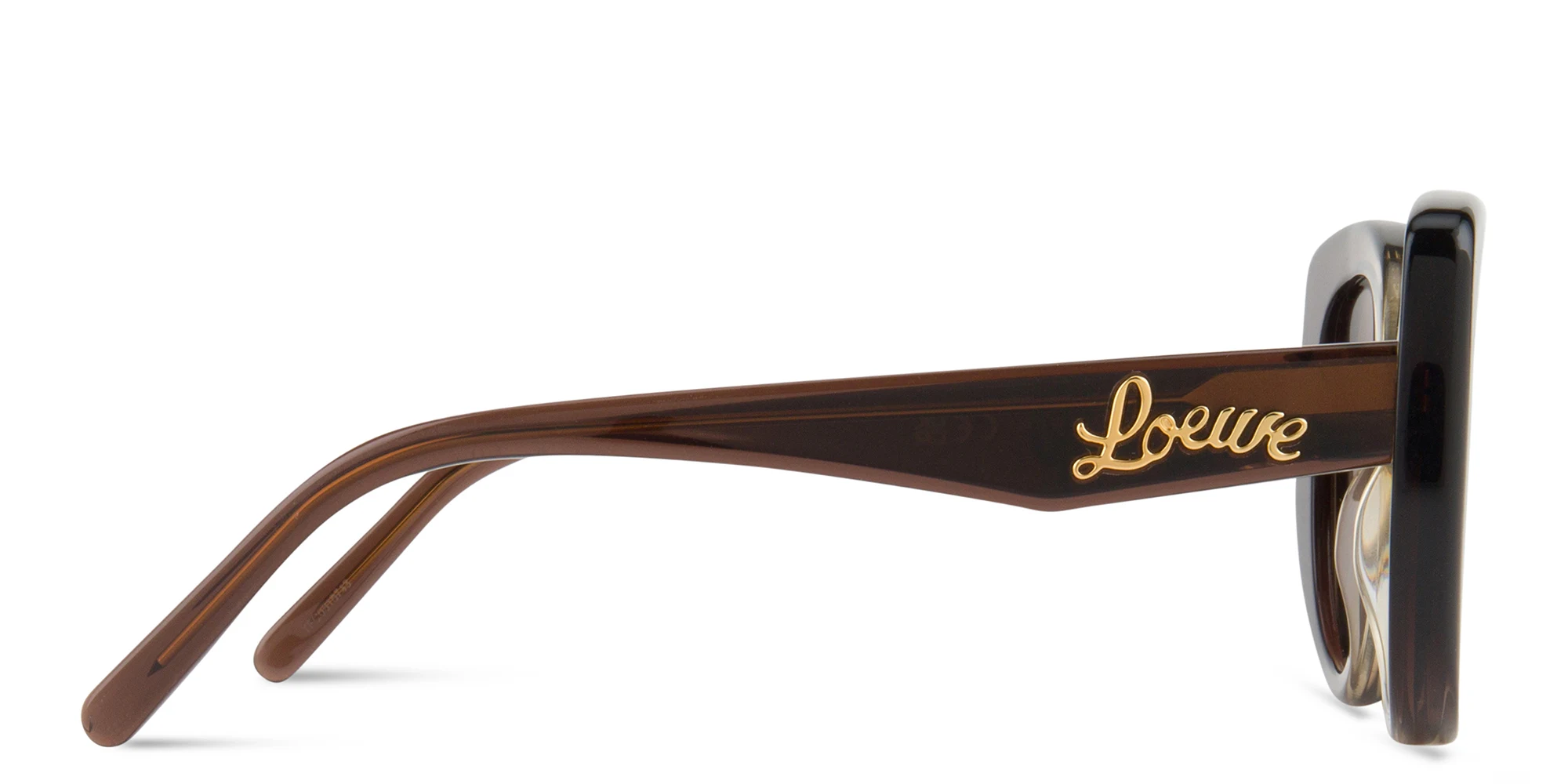 Shop LOEWE Curvy Brown Butterfly Sunglasses in Transparent Gradient Brown online.
