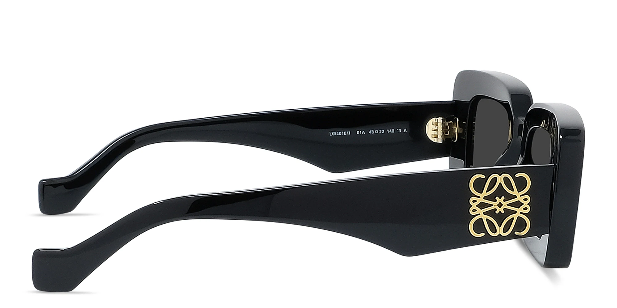 Shop LOEWE Anagram Black Rectangular Sunglasses in Black online.