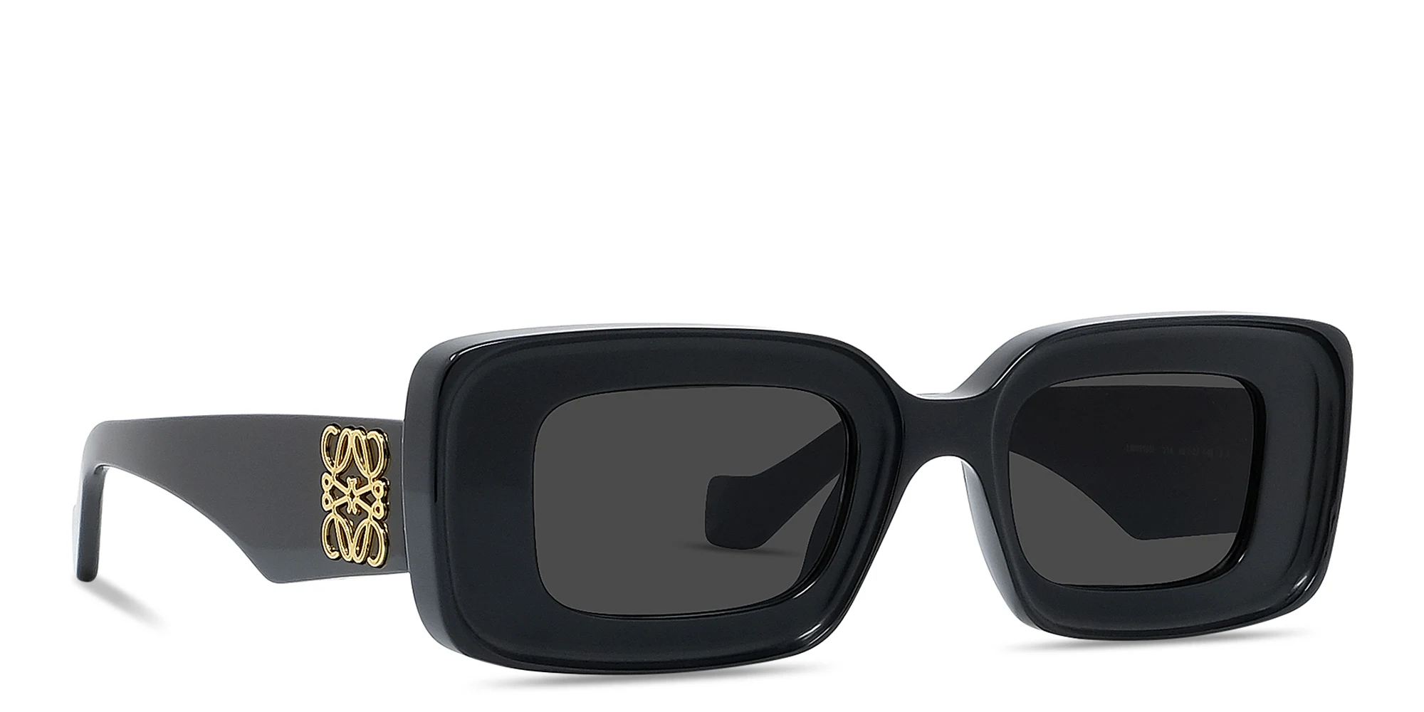 Shop LOEWE Anagram Black Rectangular Sunglasses in Black online.