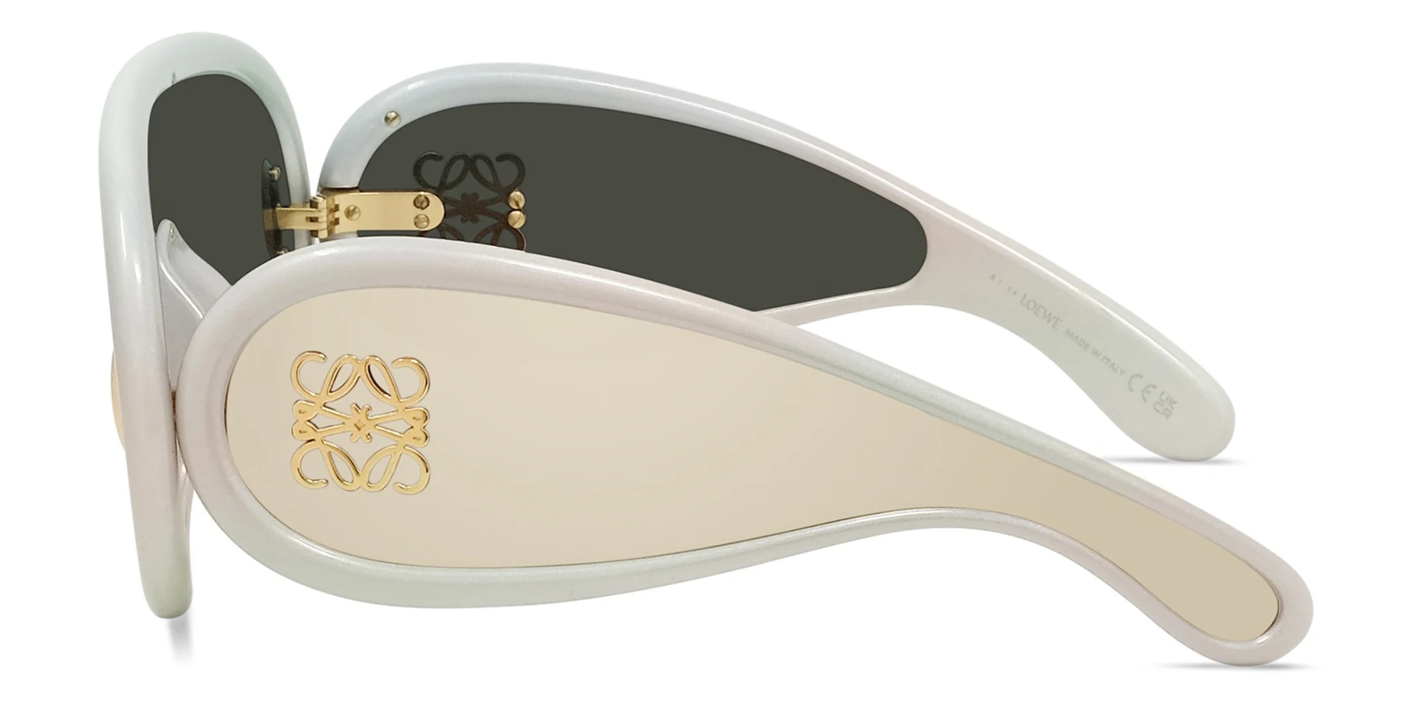 Shop LOEWE Anagram White Mask Sunglasses in Holographic White online.
