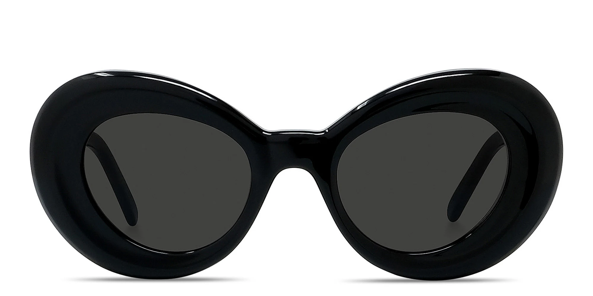 Shop LOEWE Curvy Black Butterfly Sunglasses in Solid Black online.