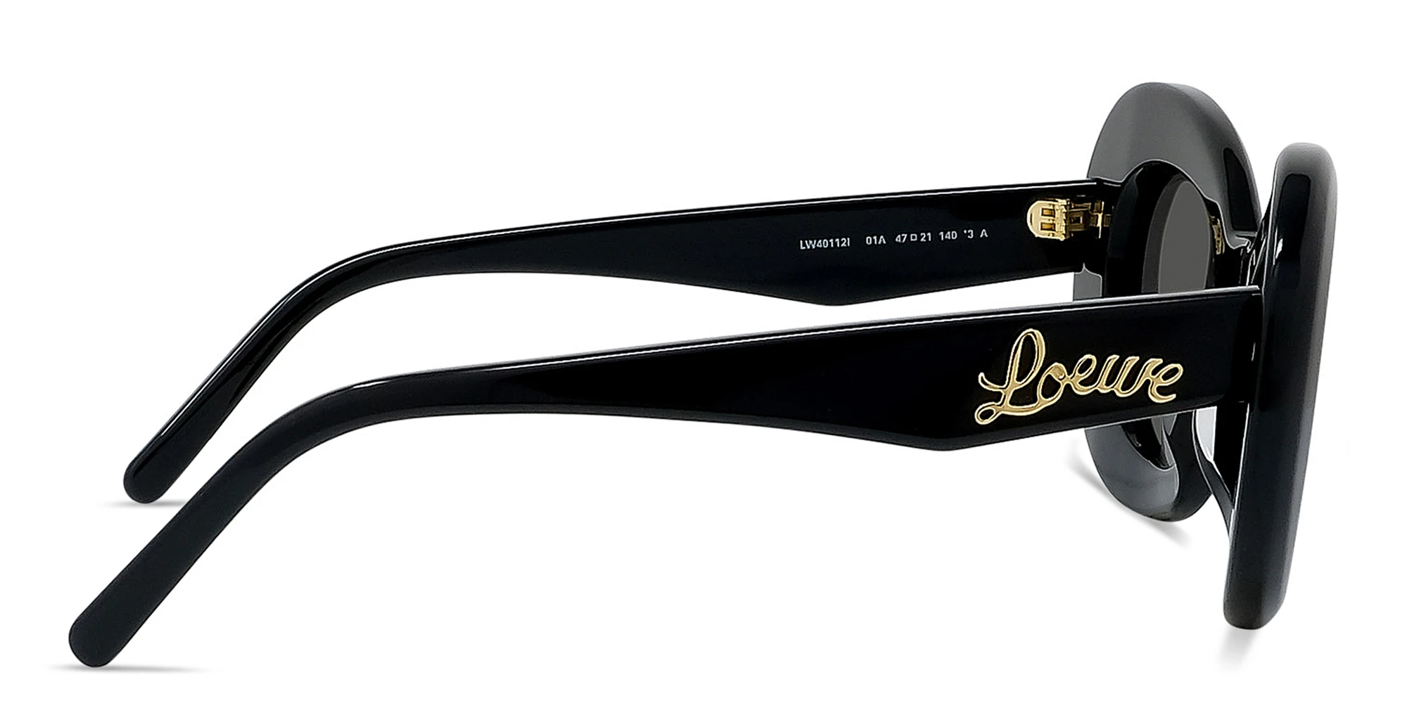 Shop LOEWE Curvy Black Butterfly Sunglasses in Solid Black online.