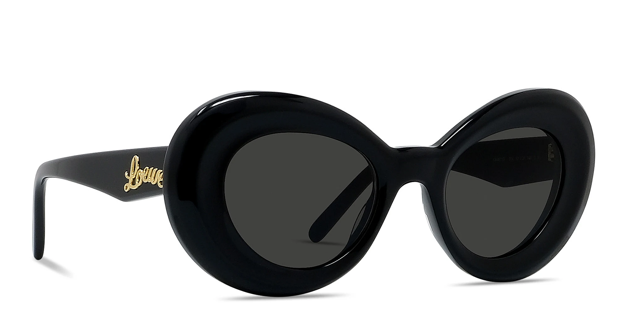 Shop LOEWE Curvy Black Butterfly Sunglasses in Solid Black online.