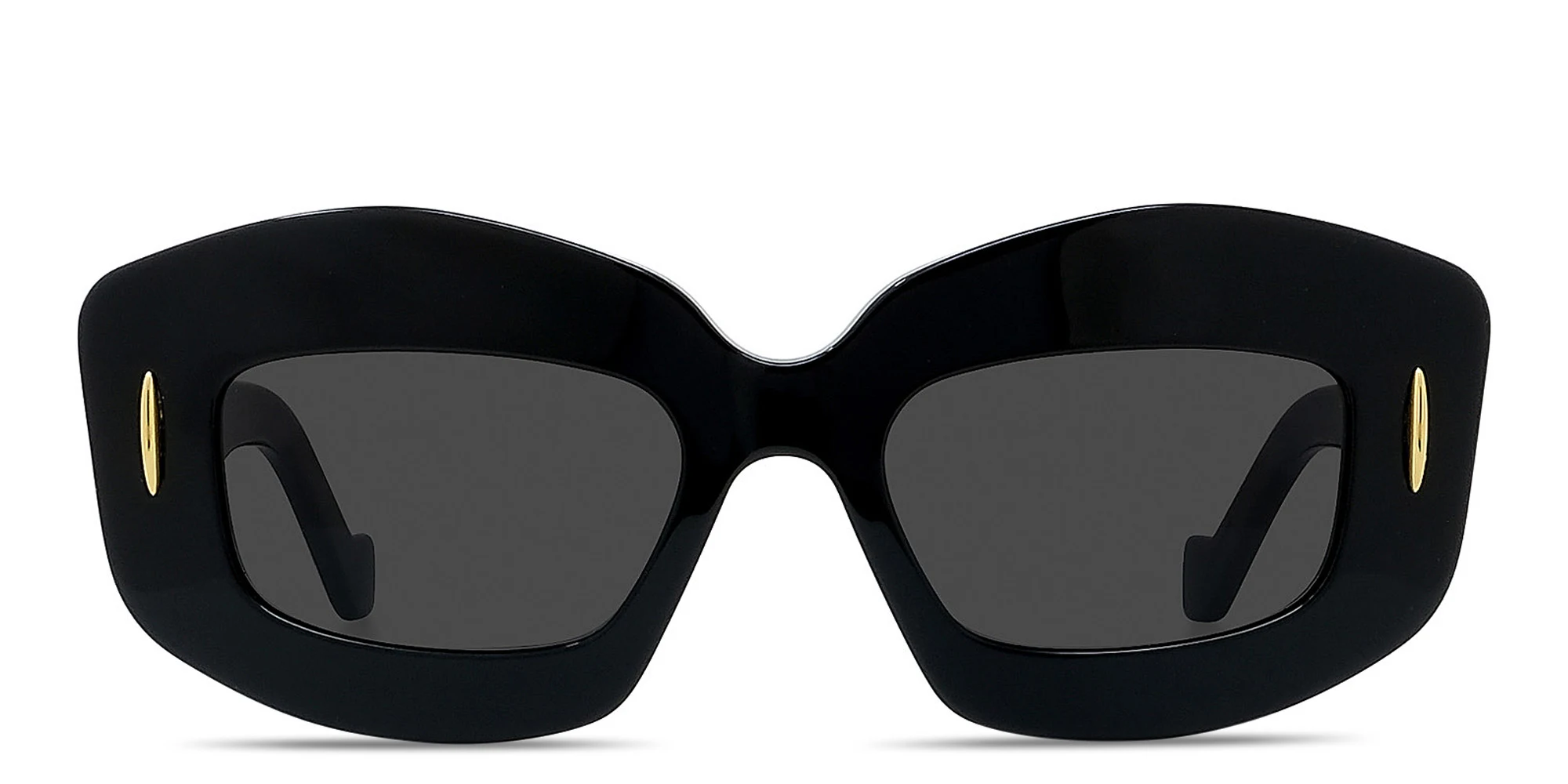 Shop LOEWE Anagram Black Rectangular Sunglasses in Solid Black online.