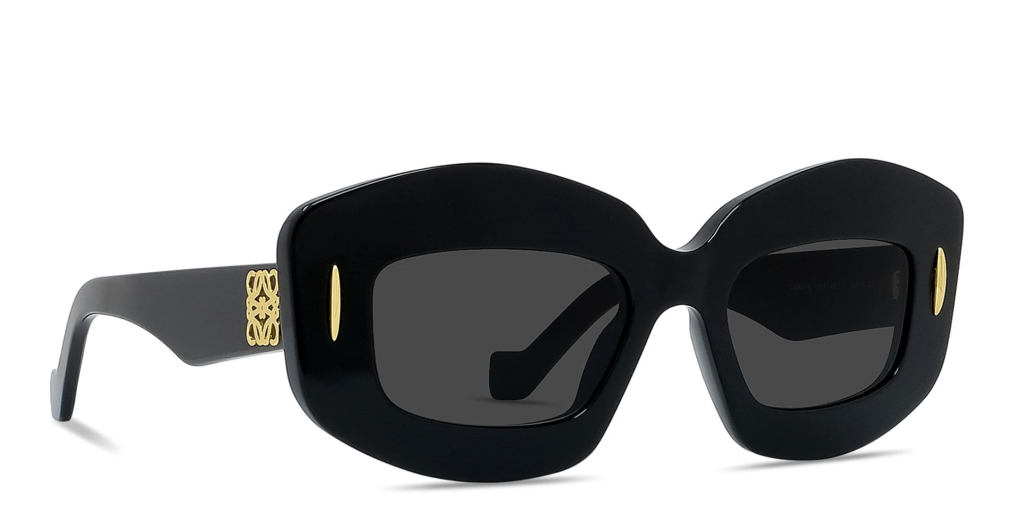 Shop LOEWE Anagram Black Rectangular Sunglasses in Solid Black online.