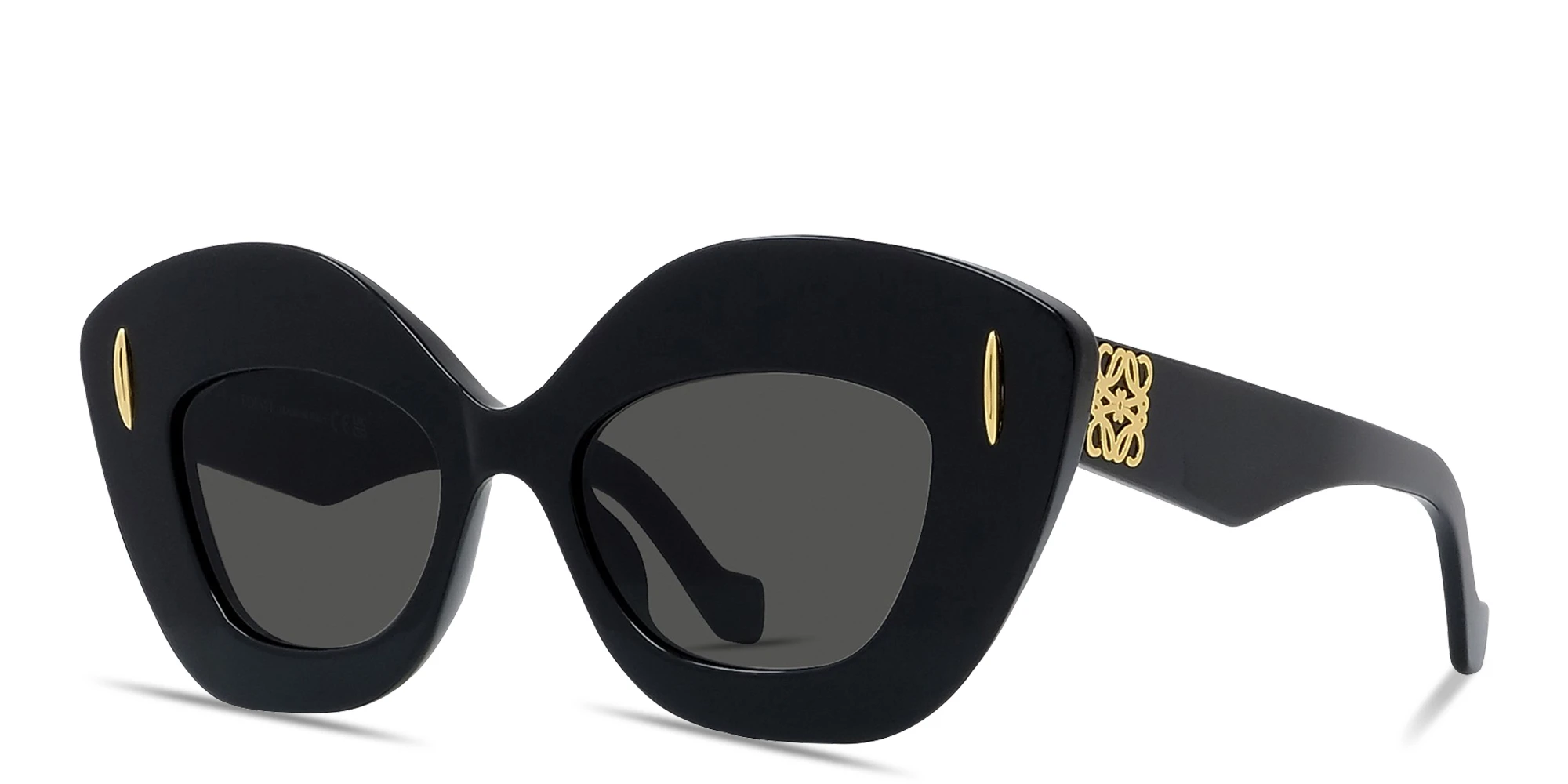 Shop LOEWE Anagram Black Cat-Eye Sunglasses in Shiny Black online.