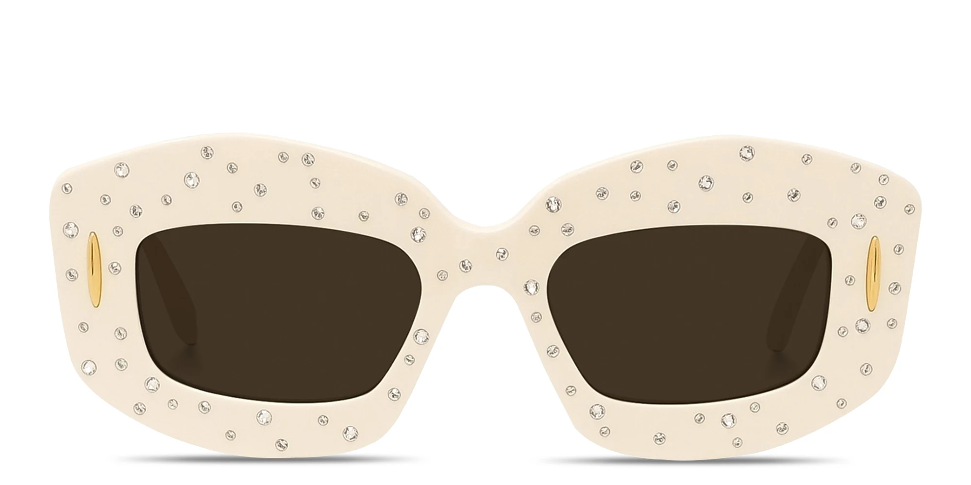 Shop LOEWE Anagram White Rectangular Sunglasses in Solid ivory online.