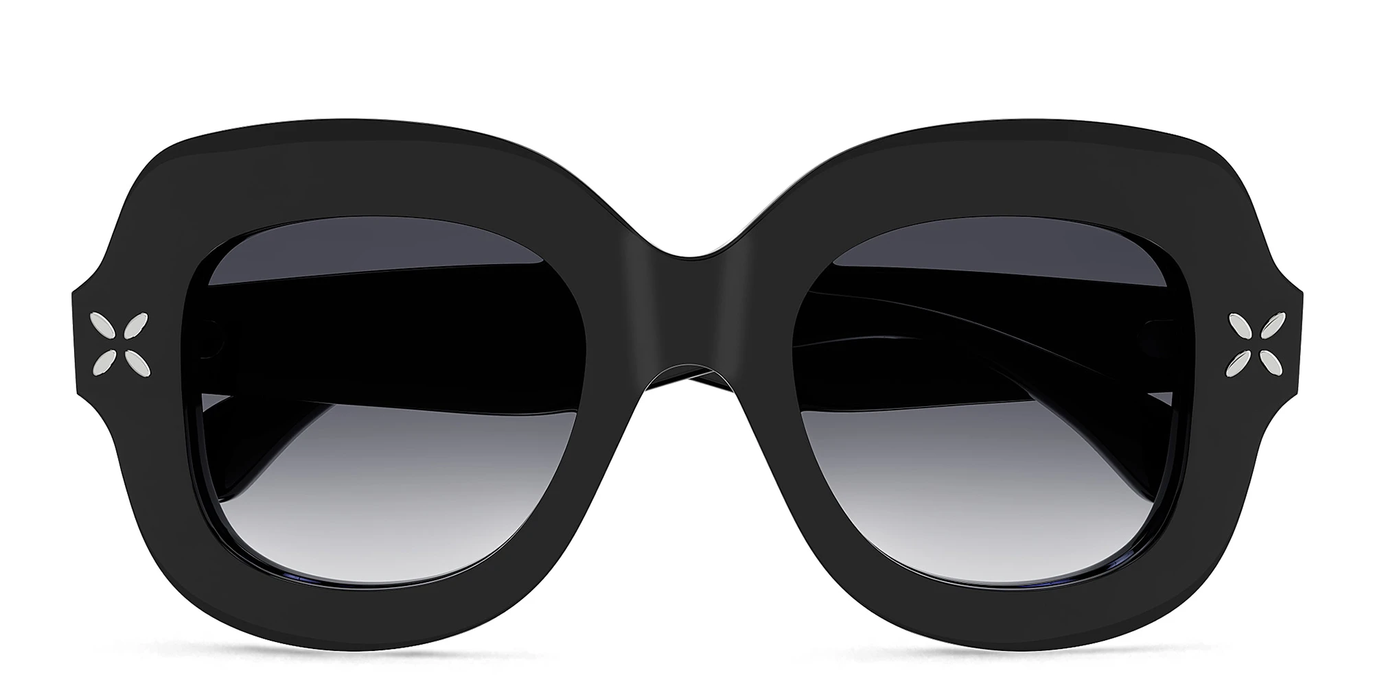 Shop ALAIA Petal-Embellished Oversized Square Sunglasses in Black online.
