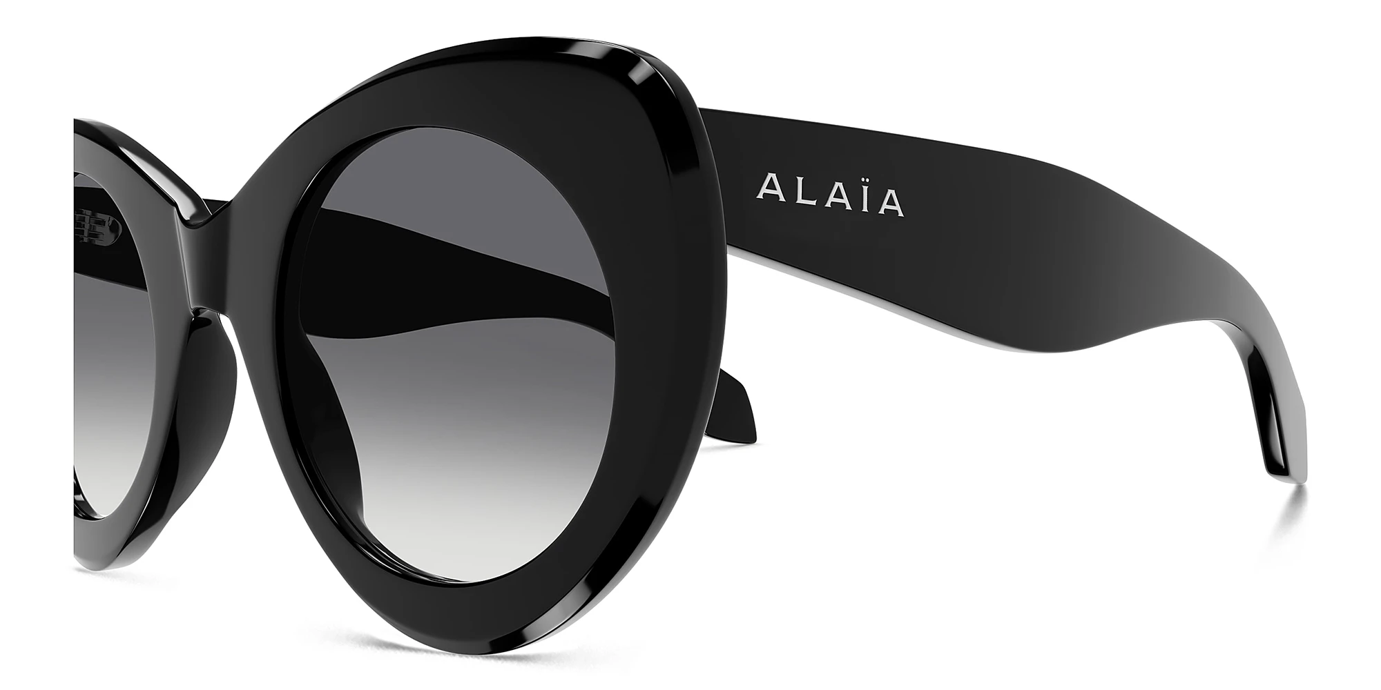 Shop ALAIA Logo Oversized Cat-Eye Sunglasses in Black online.