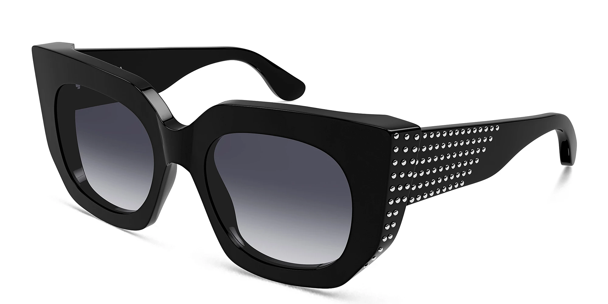 Shop ALAIA Stud-Embellished Square Sunglasses in Black online.