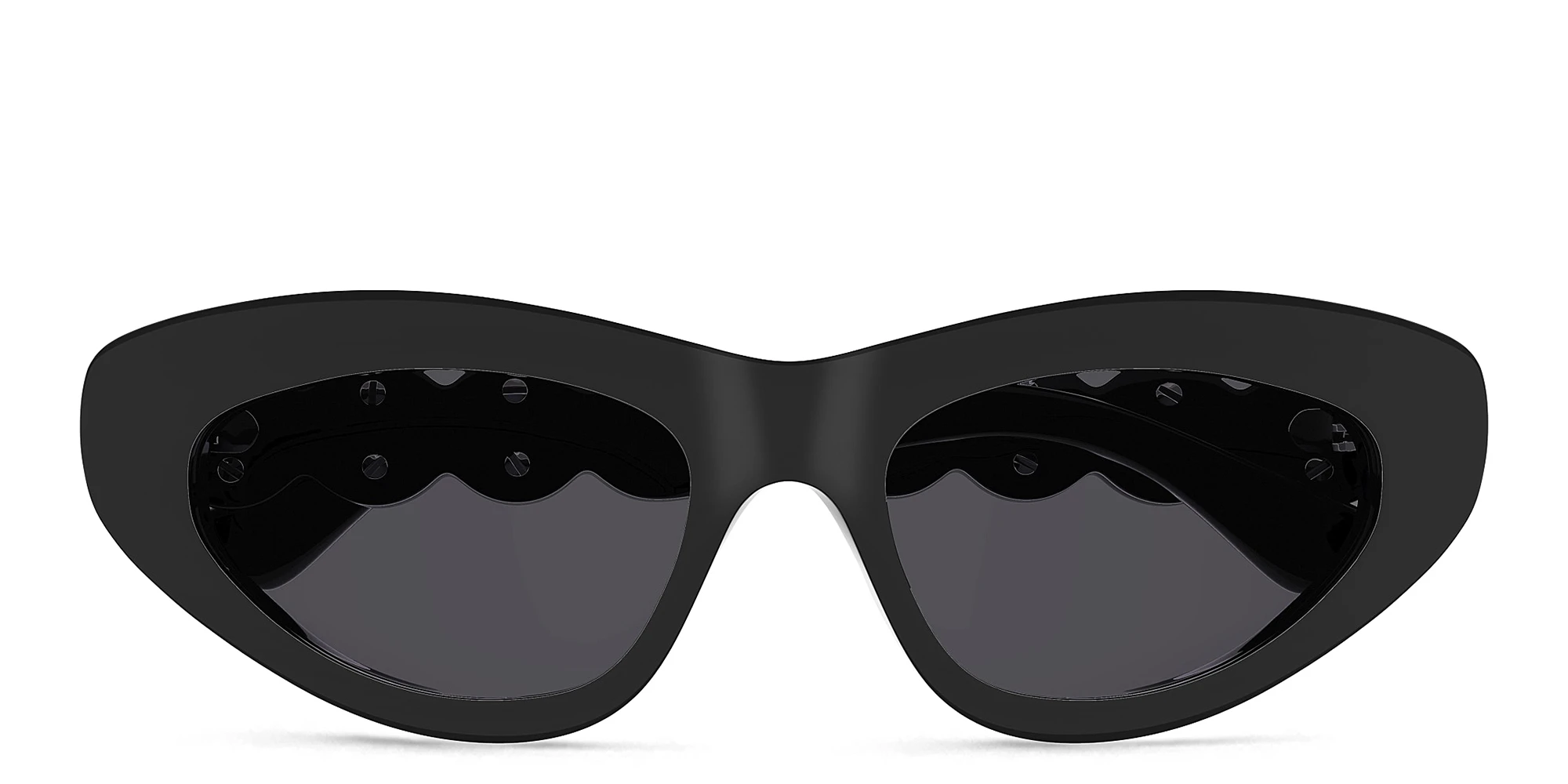 Shop ALAIA Scalloped Cat-Eye Sunglasses in Black online.