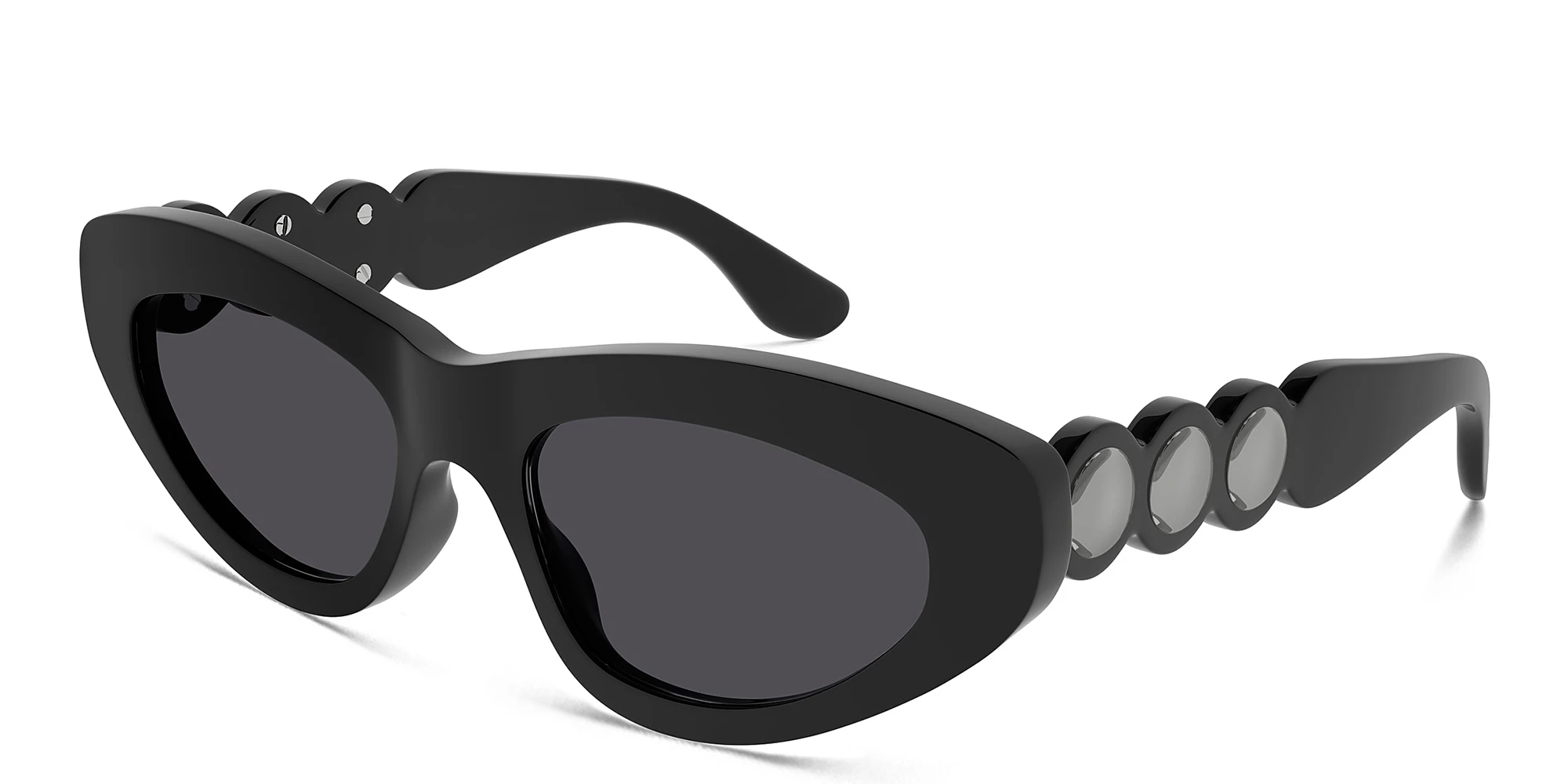 Shop ALAIA Scalloped Cat-Eye Sunglasses in Black online.